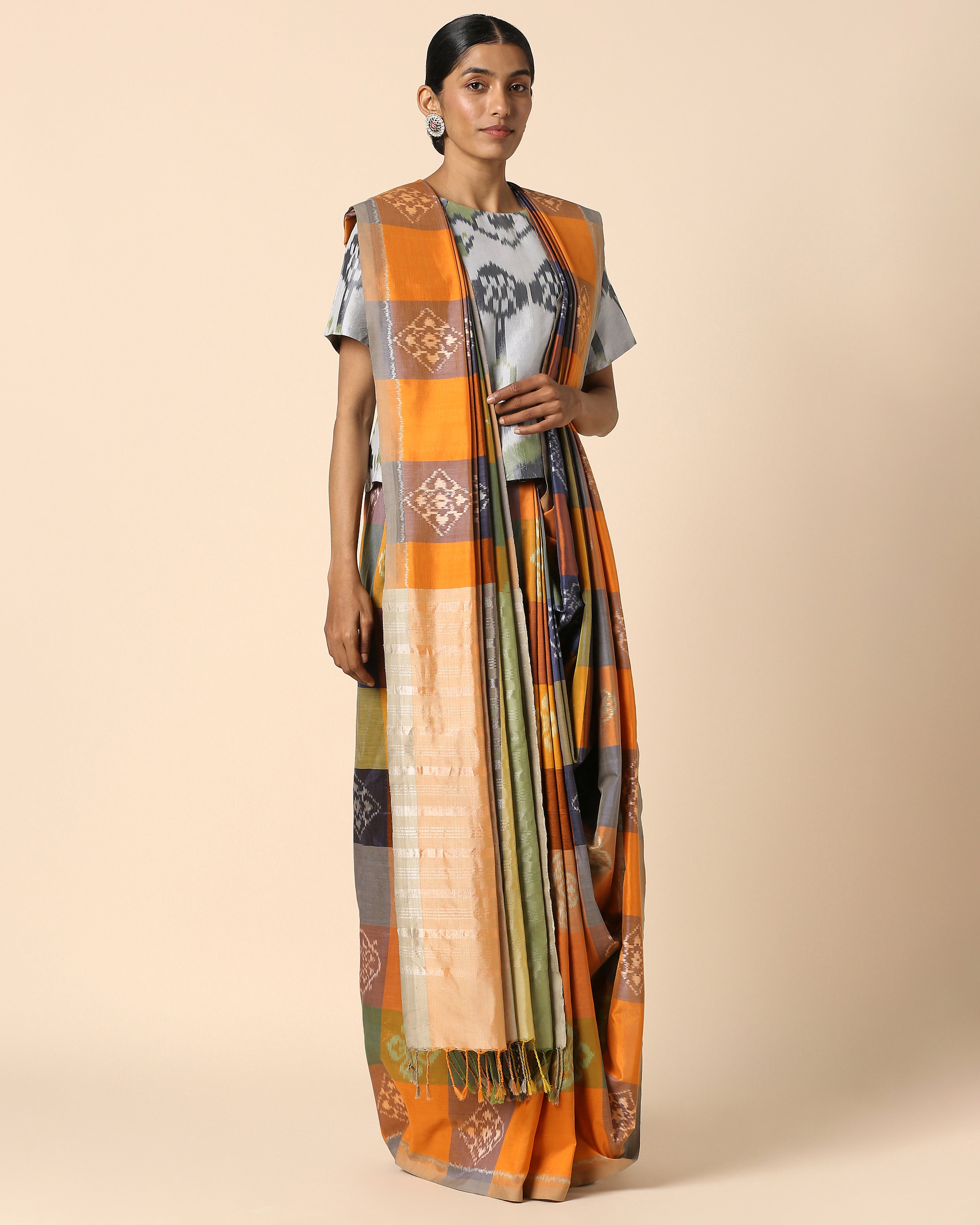 Punya Pochampally Weft Ikat Cotton Silk Saree