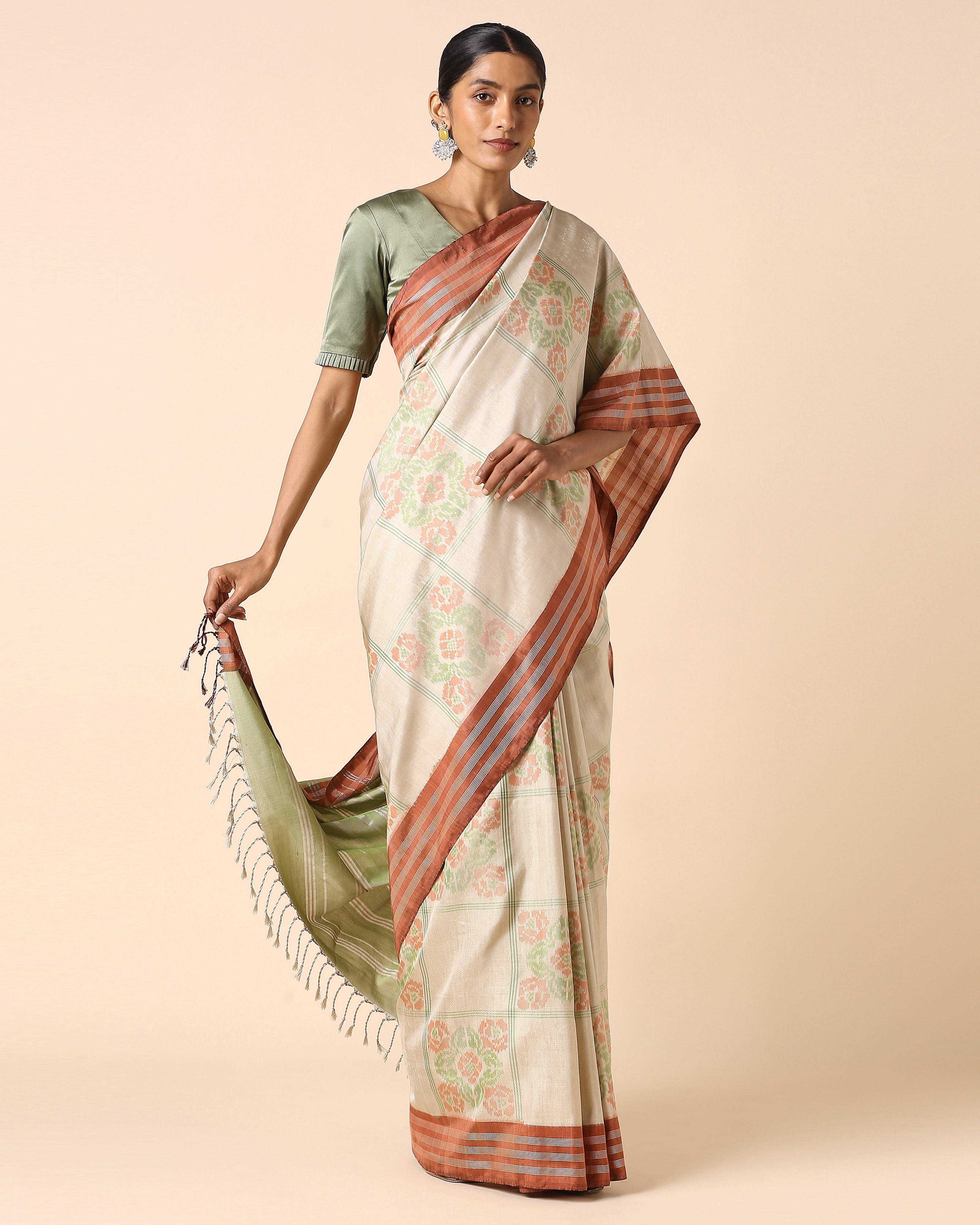Meha Pochampally Weft Ikat Silk Saree
