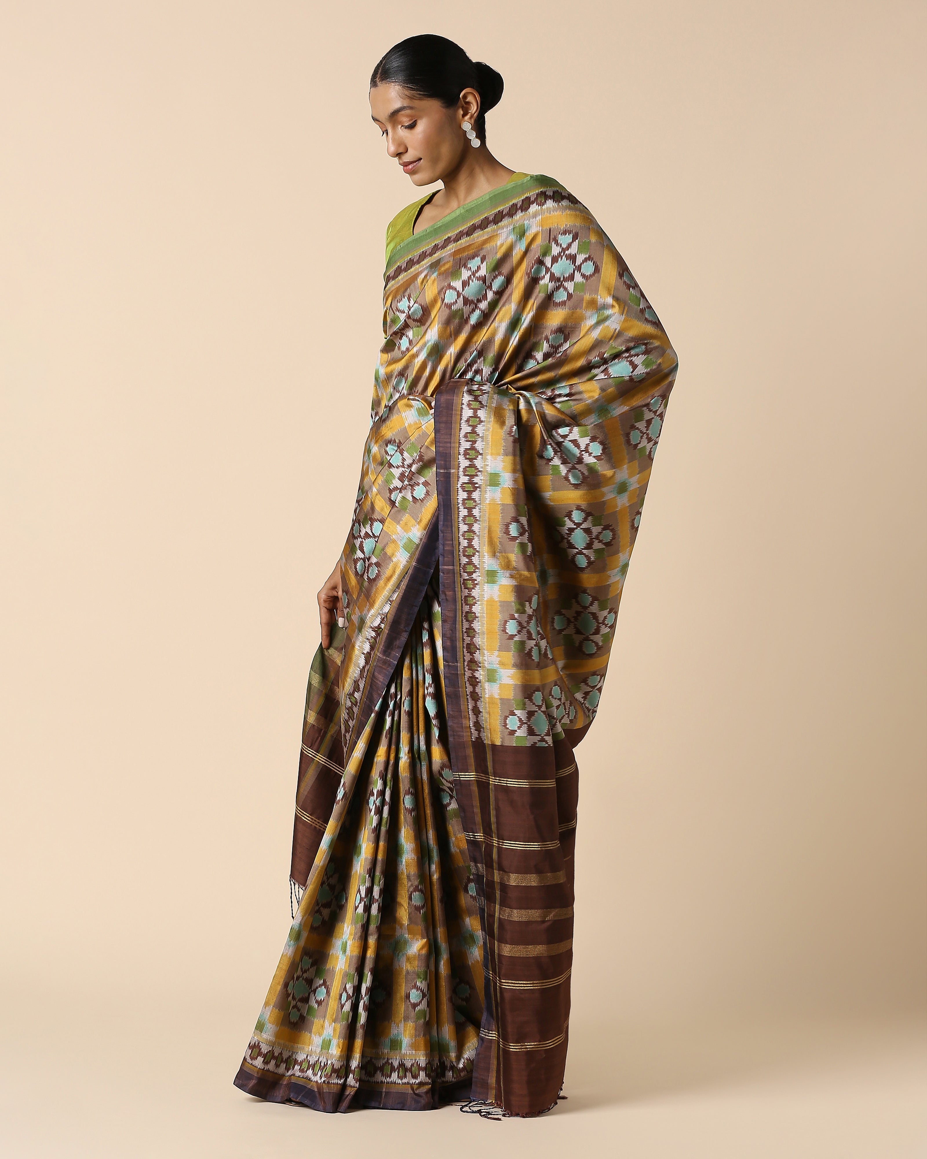 Anayra Pochampally Weft Ikat Silk Saree