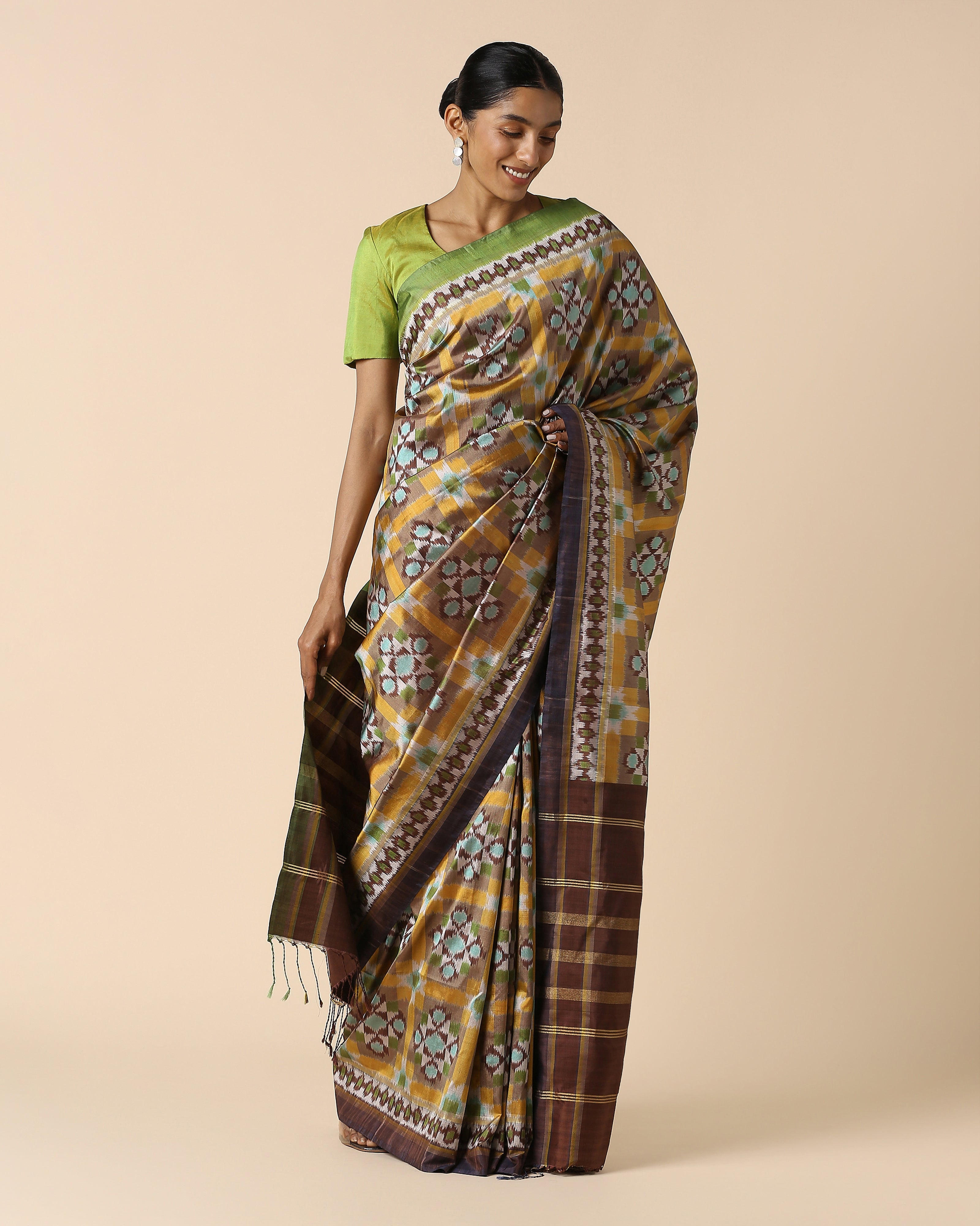 Anayra Pochampally Weft Ikat Silk Saree