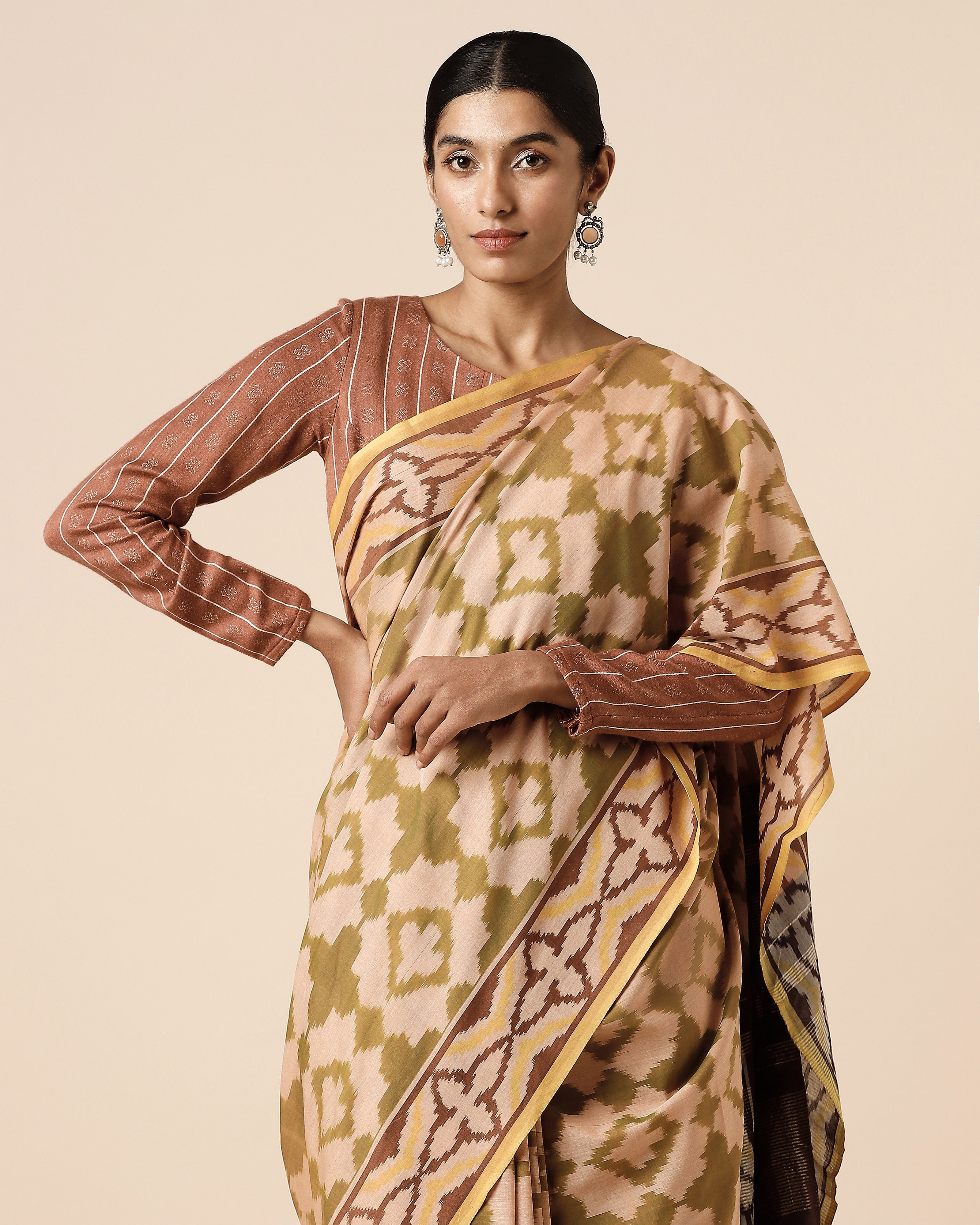 Emie Pochampally Warp Ikat Cotton Saree