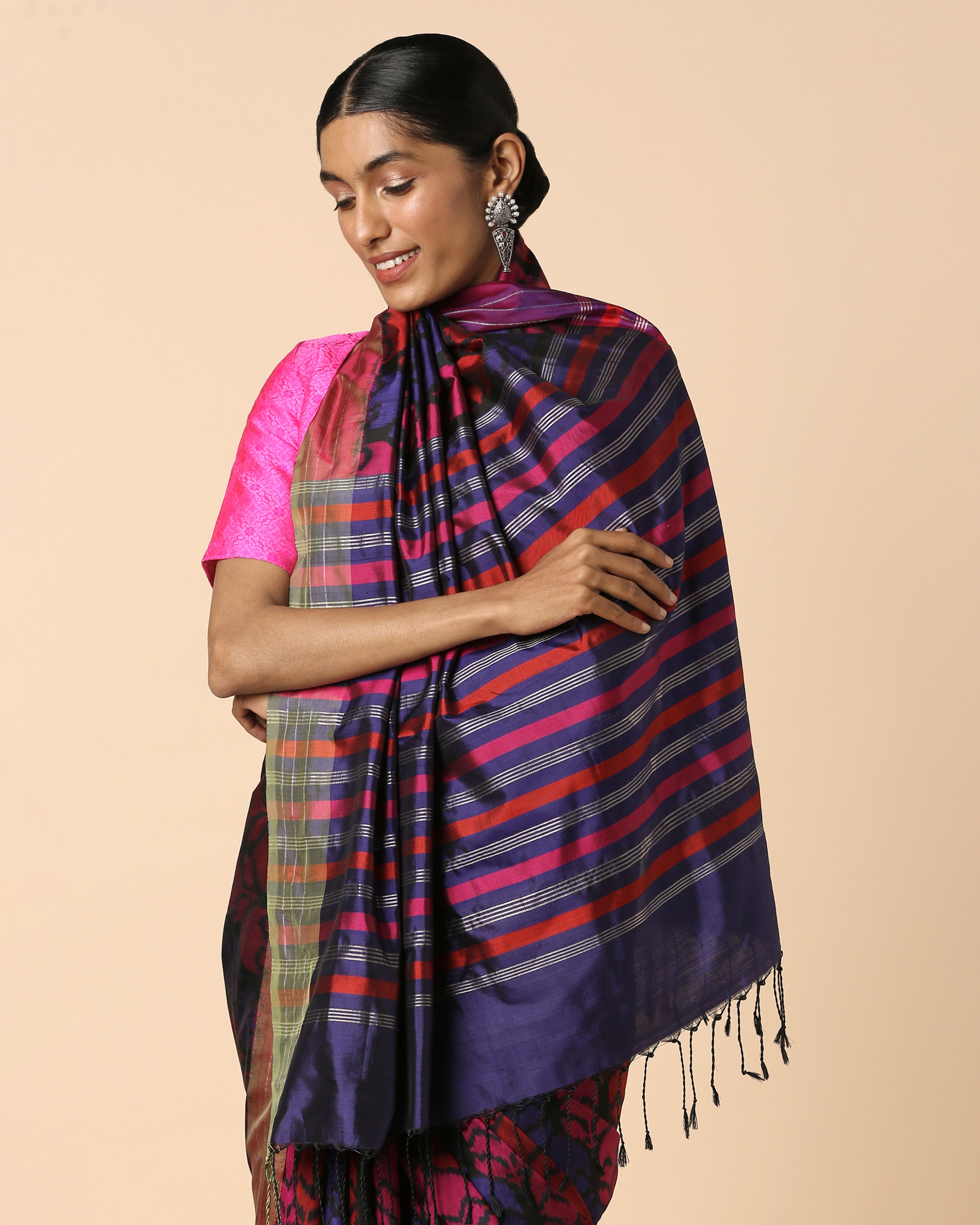 Thiya Pochampally Weft Ikat Silk Saree