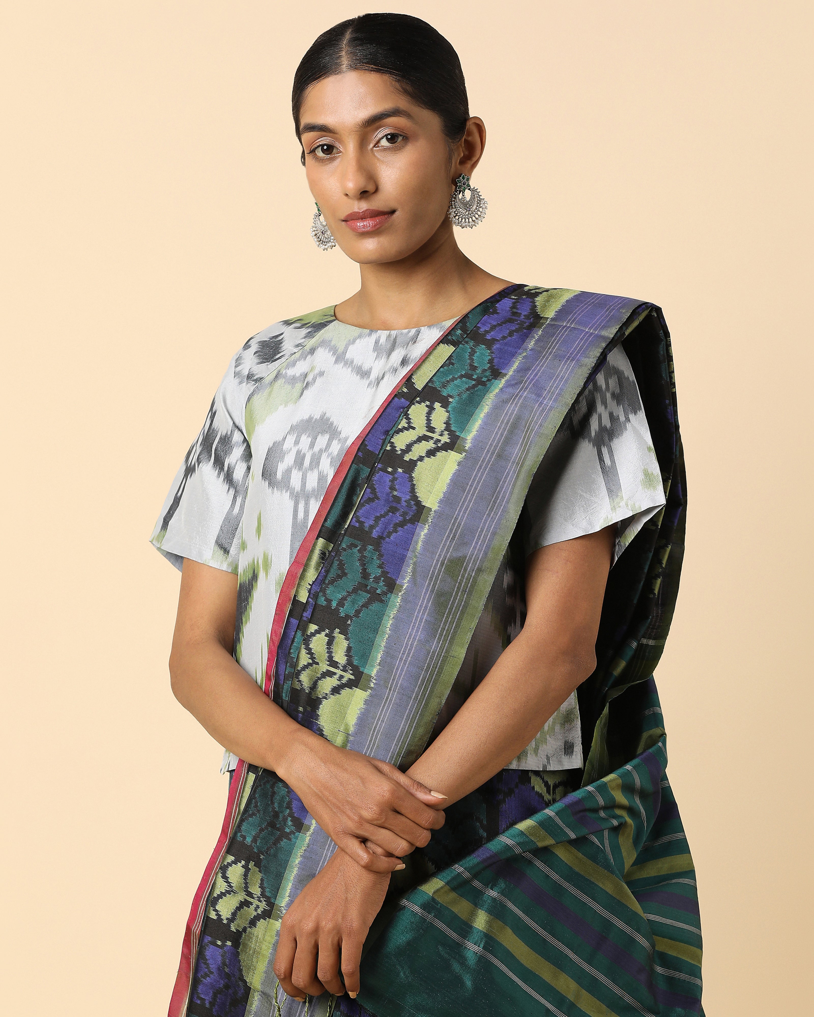 Thiya Pochampally Weft Ikat Silk Saree