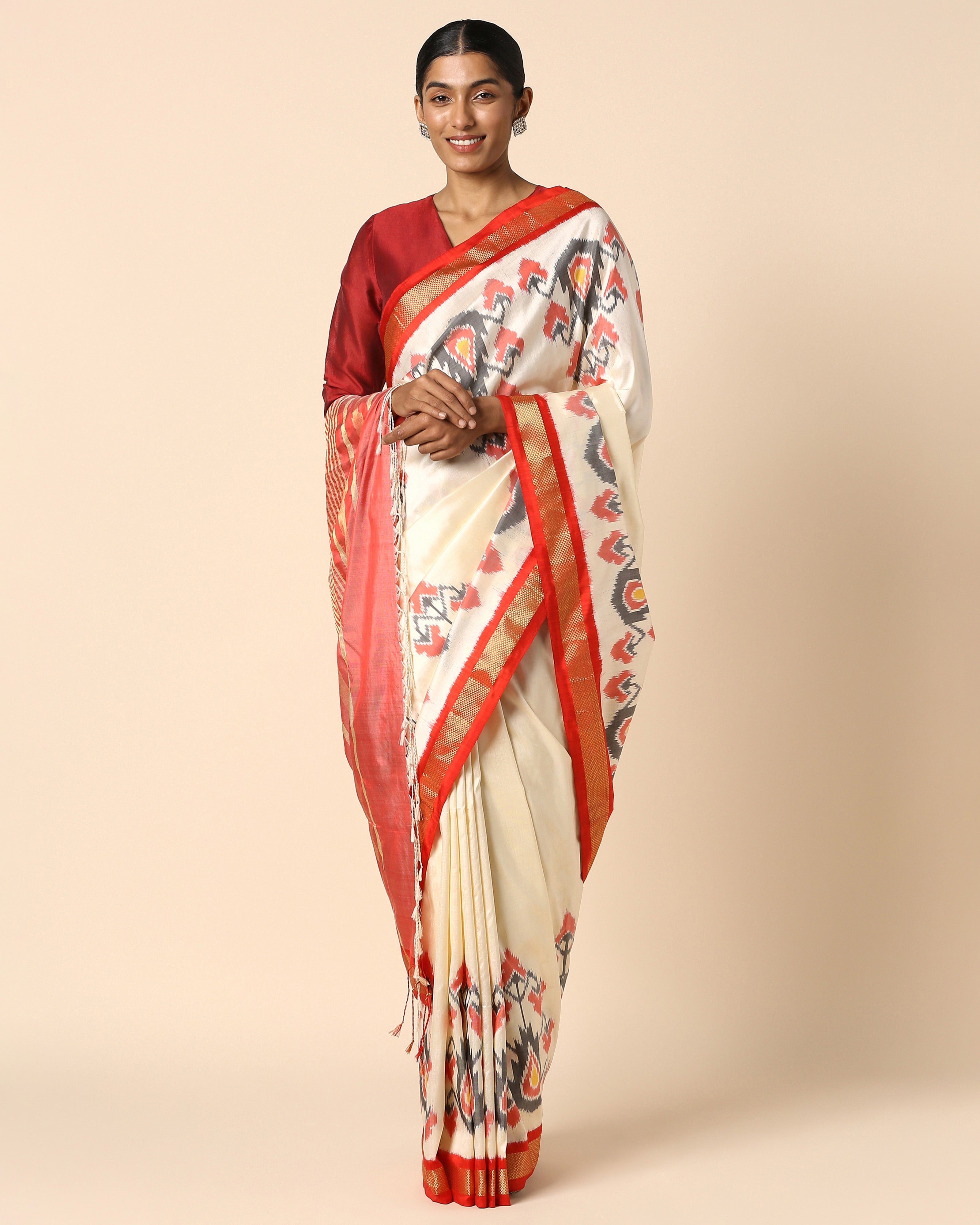 Jigna Pochampally Weft Ikat Silk Saree