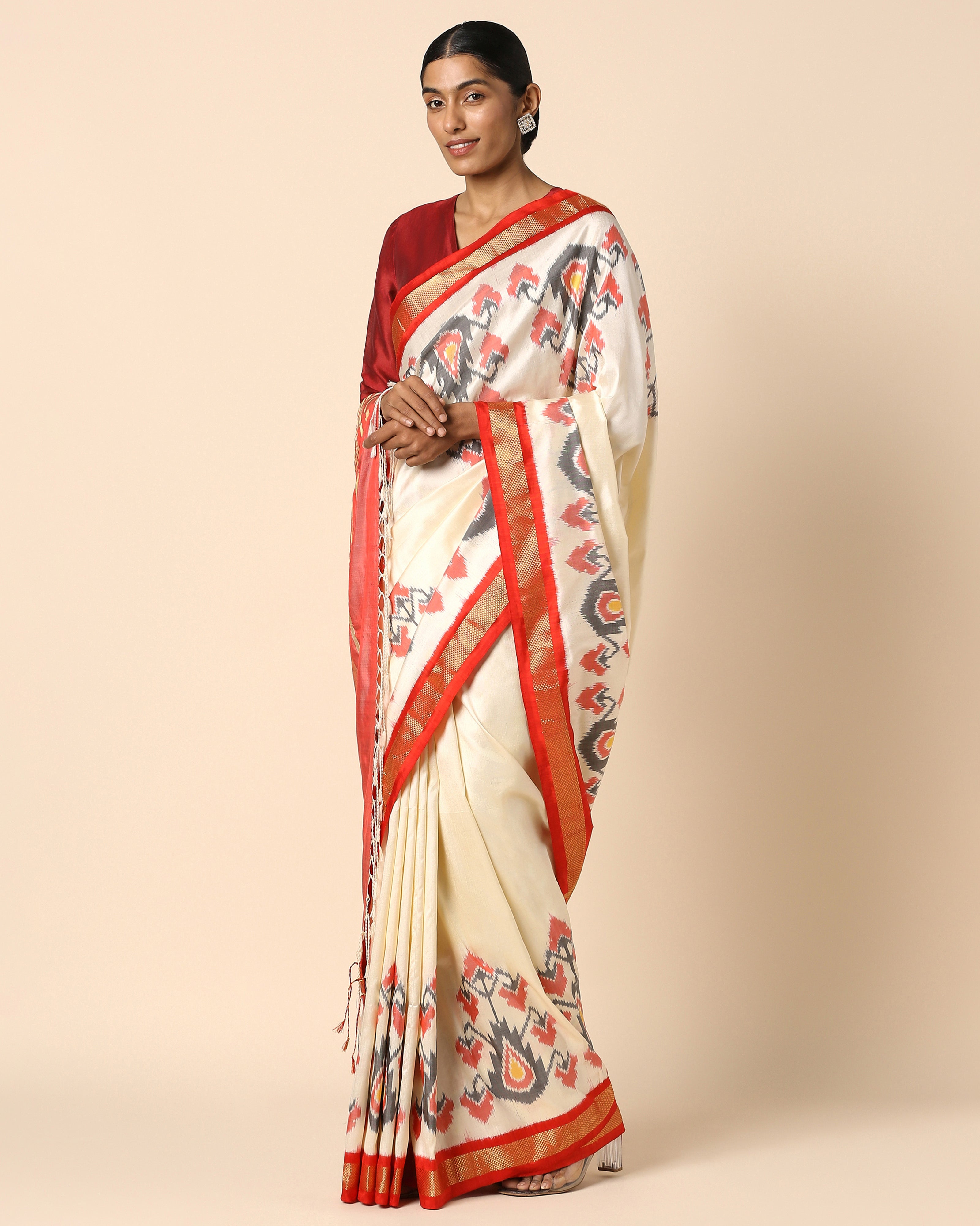 Jigna Pochampally Weft Ikat Silk Saree