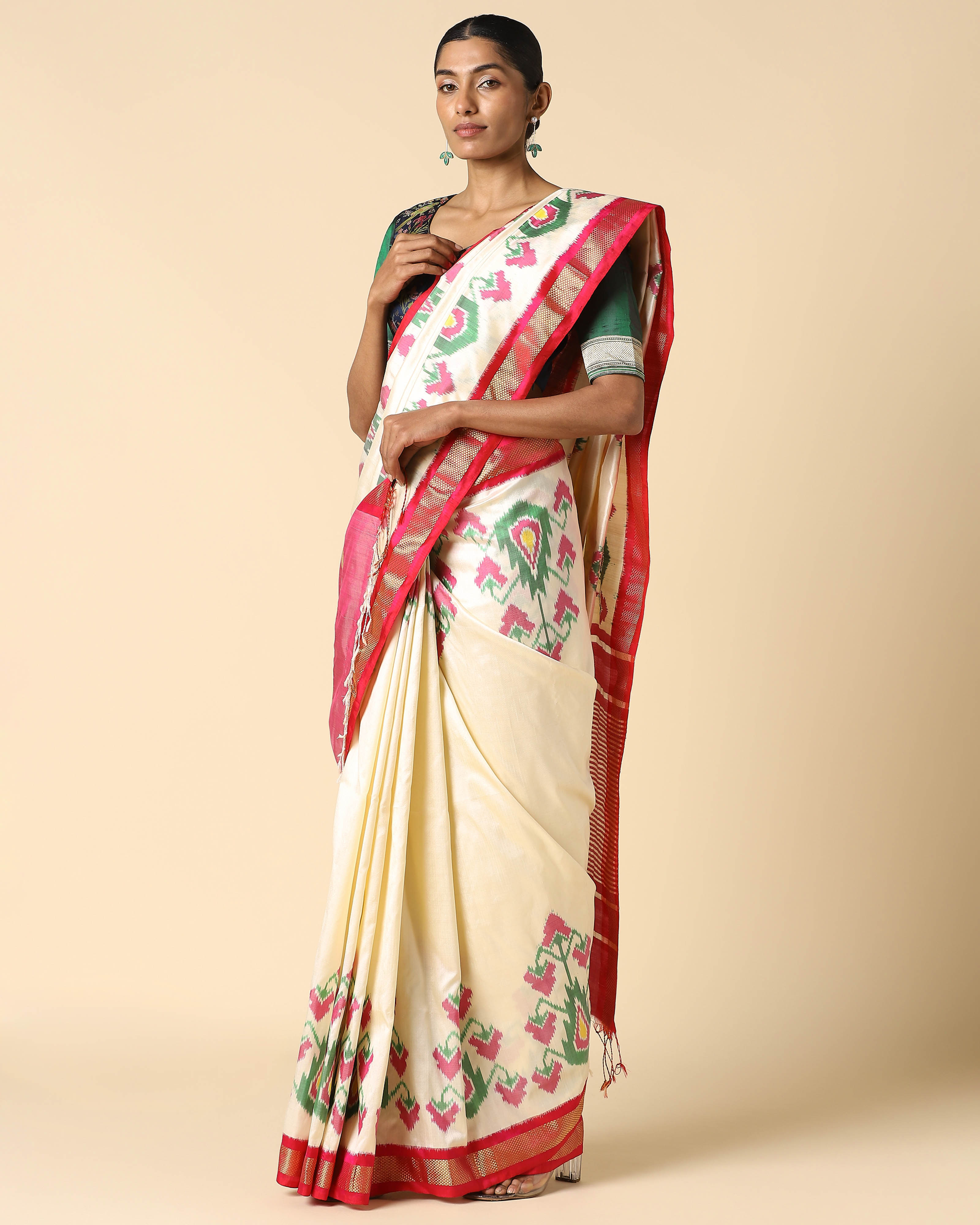 Jigna Pochampally Weft Ikat Silk Saree