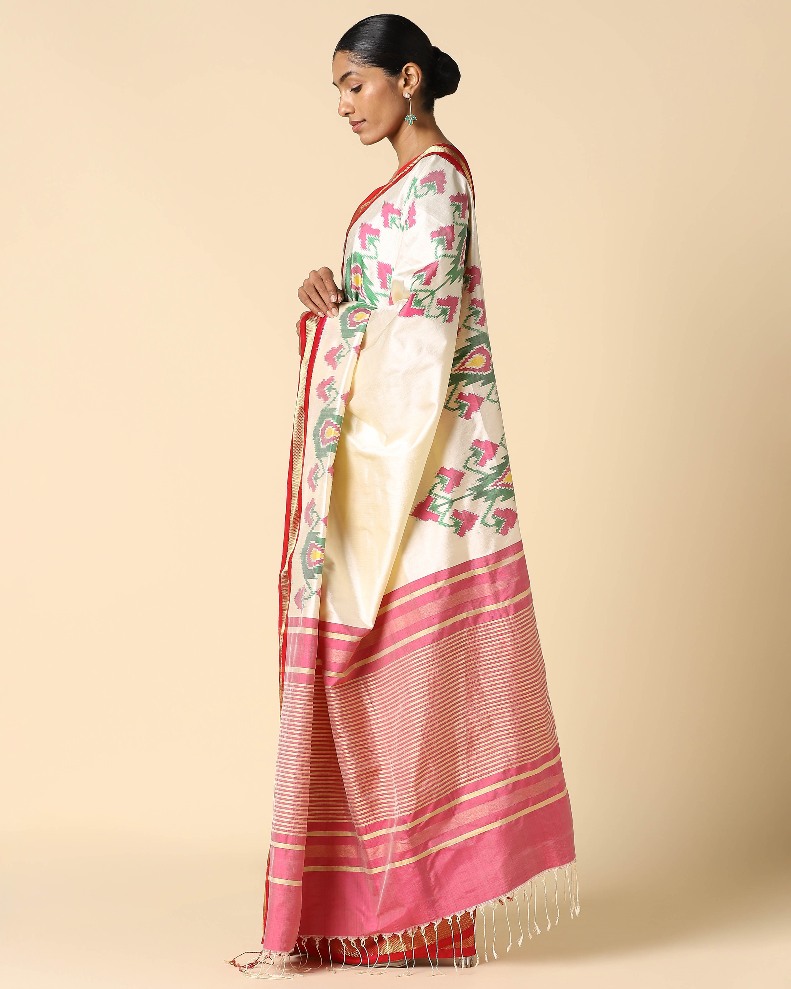 Jigna Pochampally Weft Ikat Silk Saree