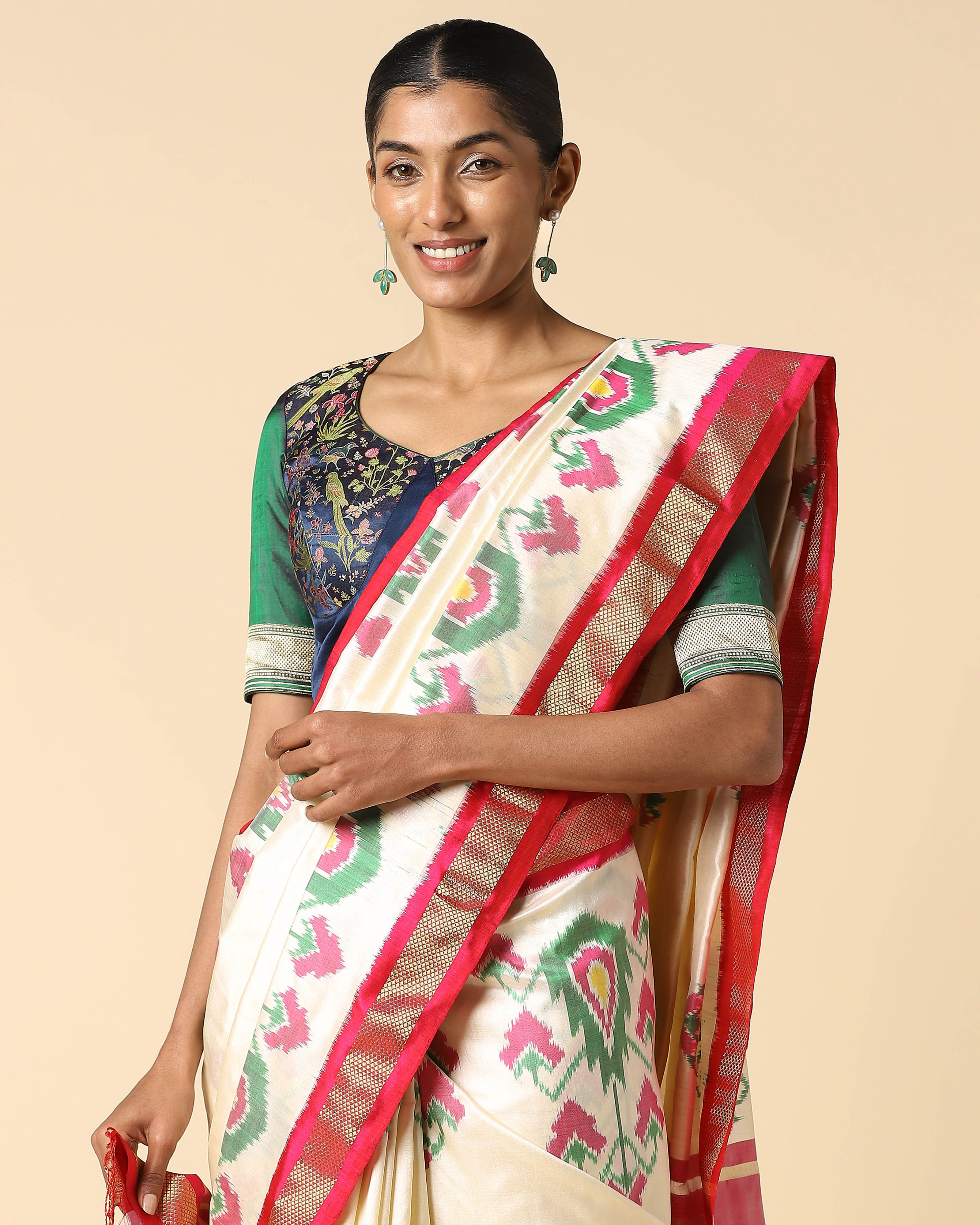 Jigna Pochampally Weft Ikat Silk Saree