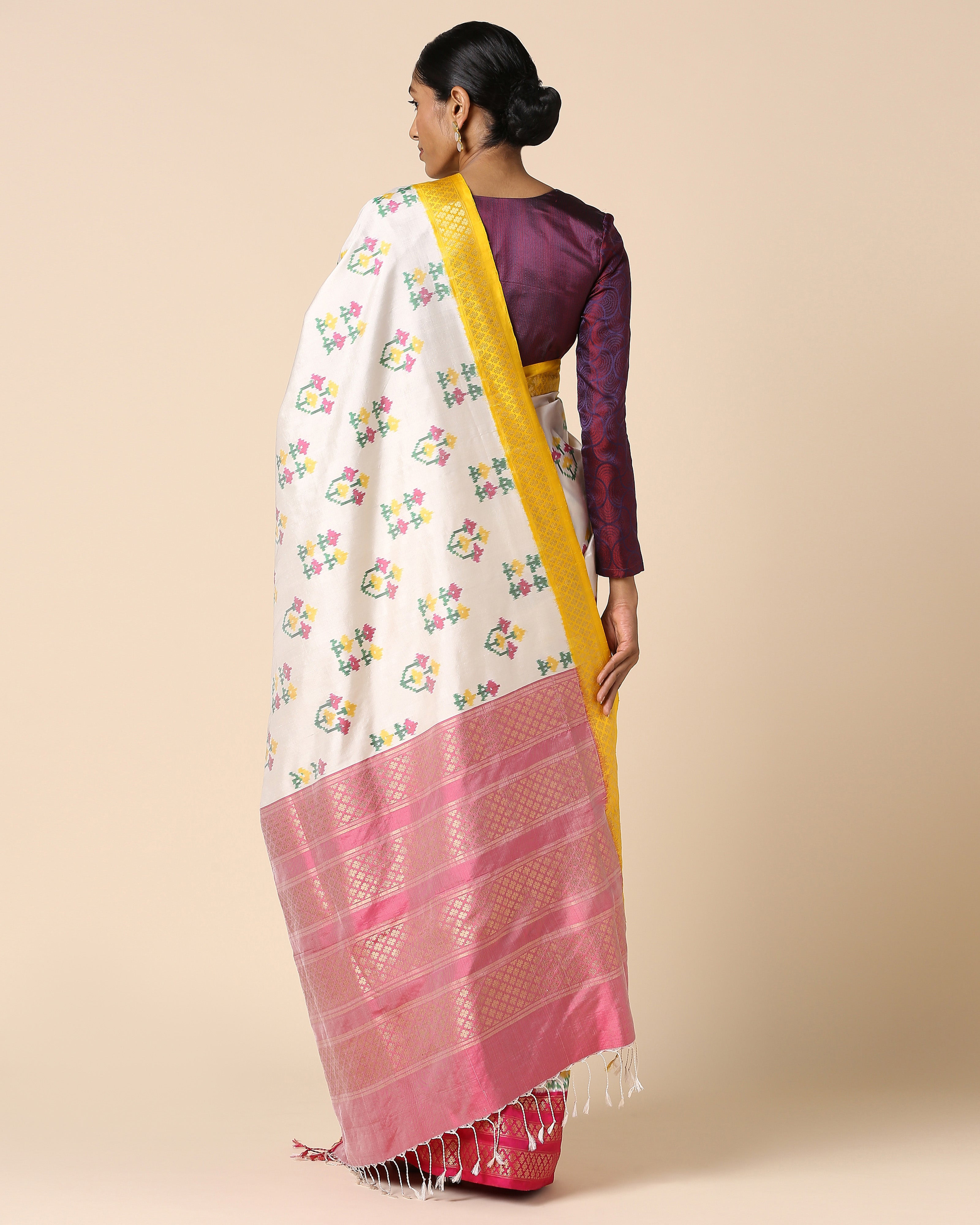 Navika Pochampally Weft Ikat Silk Saree