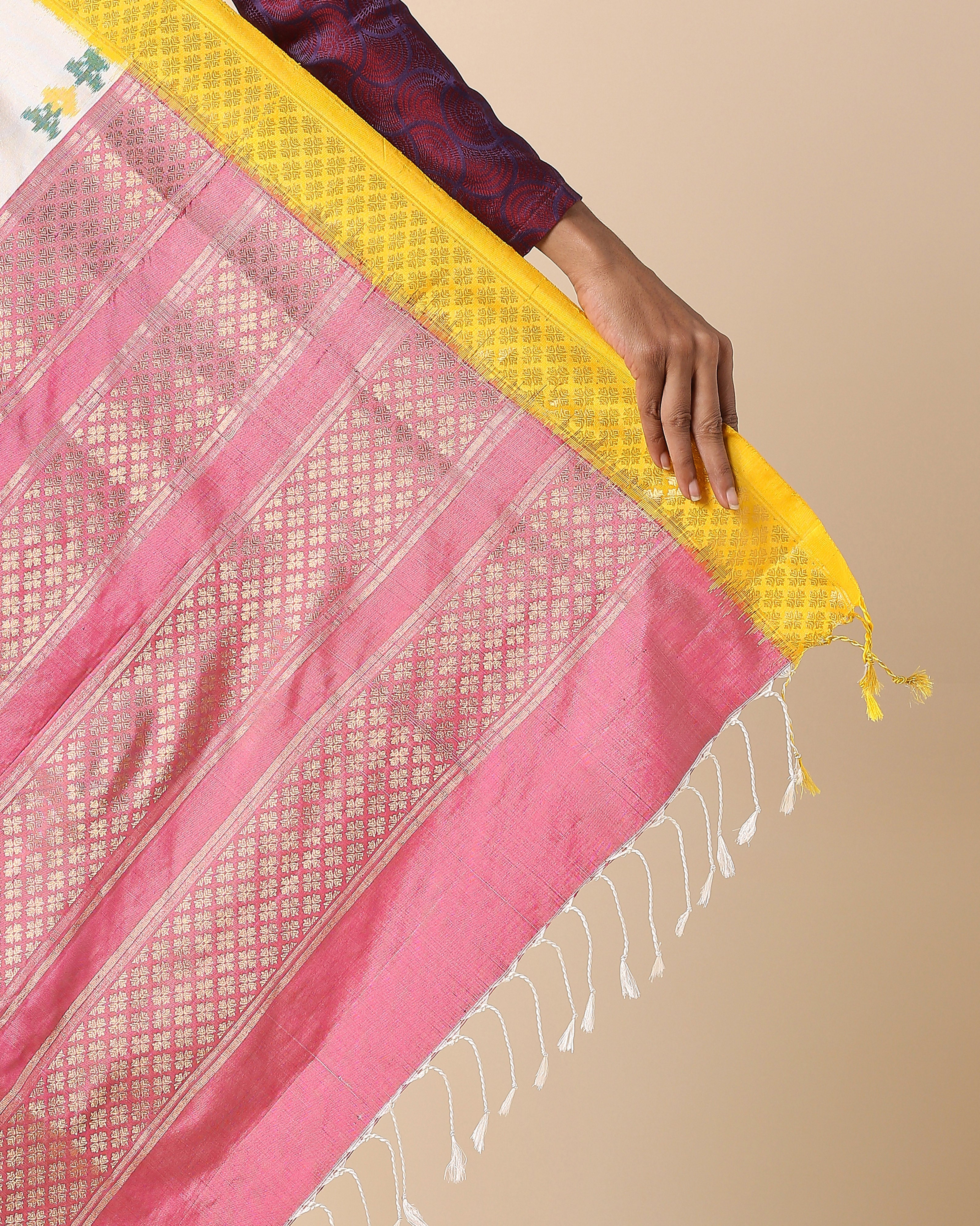 Navika Pochampally Weft Ikat Silk Saree