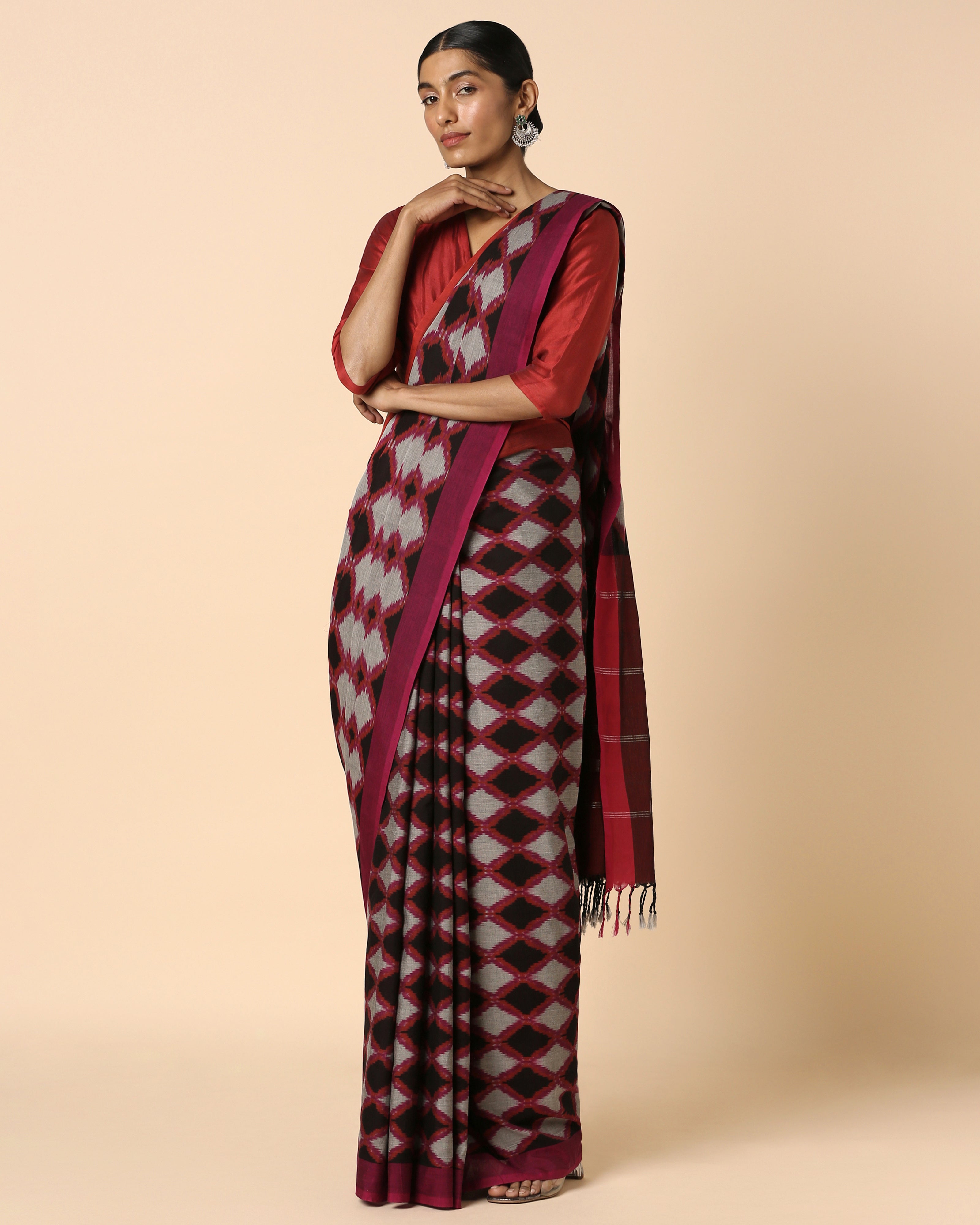 Varna Pochampally Warp Ikat Cotton Saree