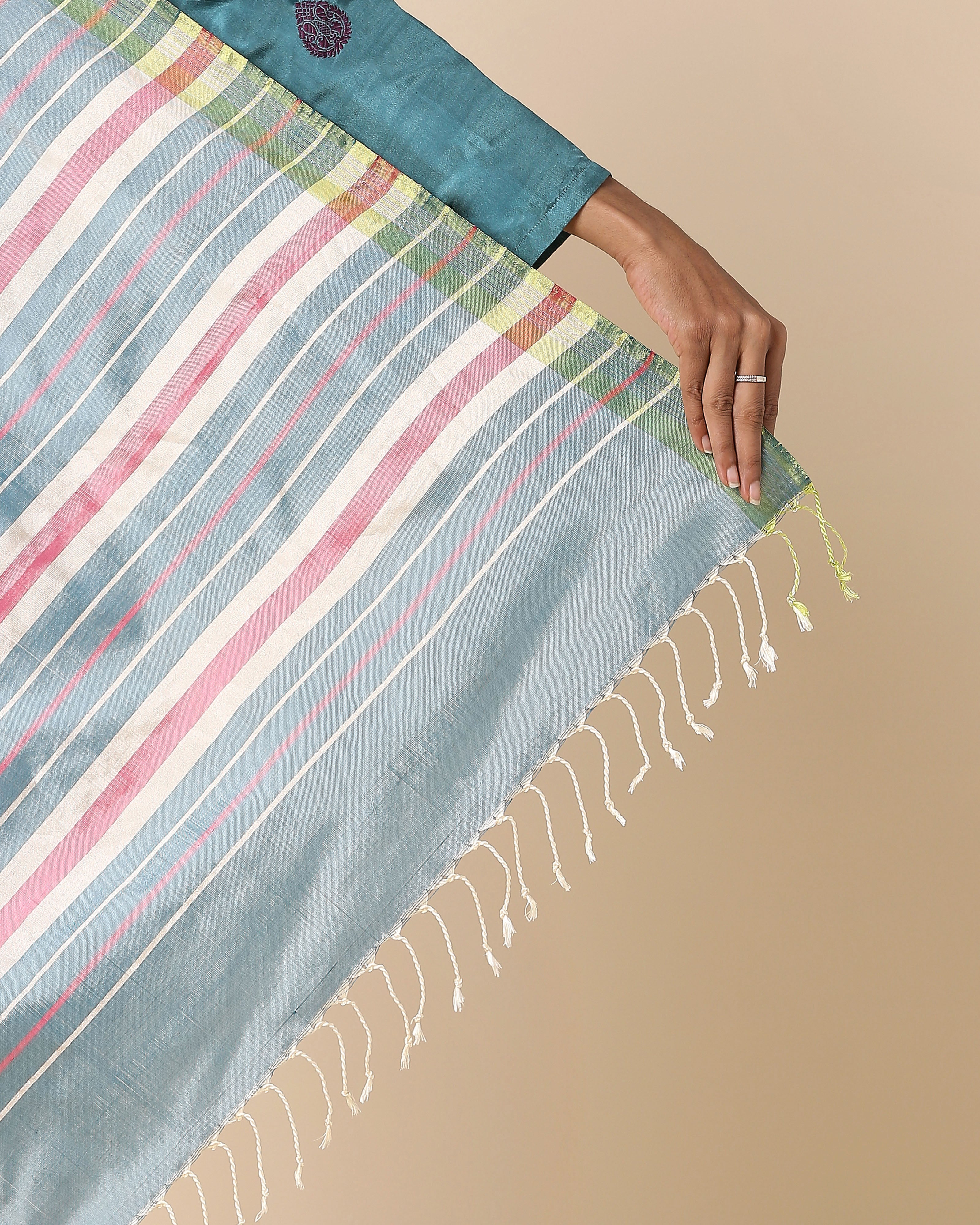 Jini Pochampally Weft Ikat Silk Saree