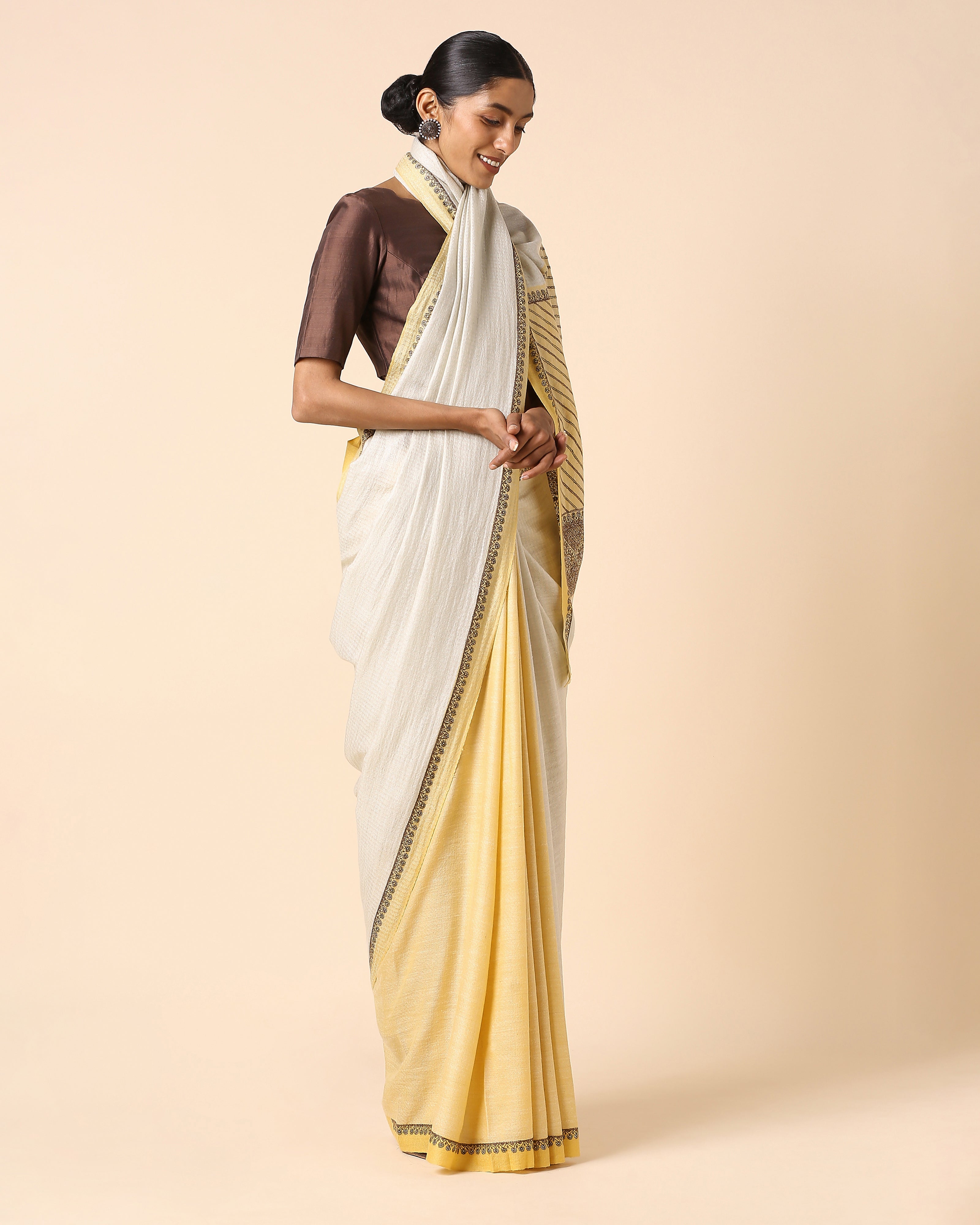 Aishini Kashmir Sozni Embroidery Pashmina Saree