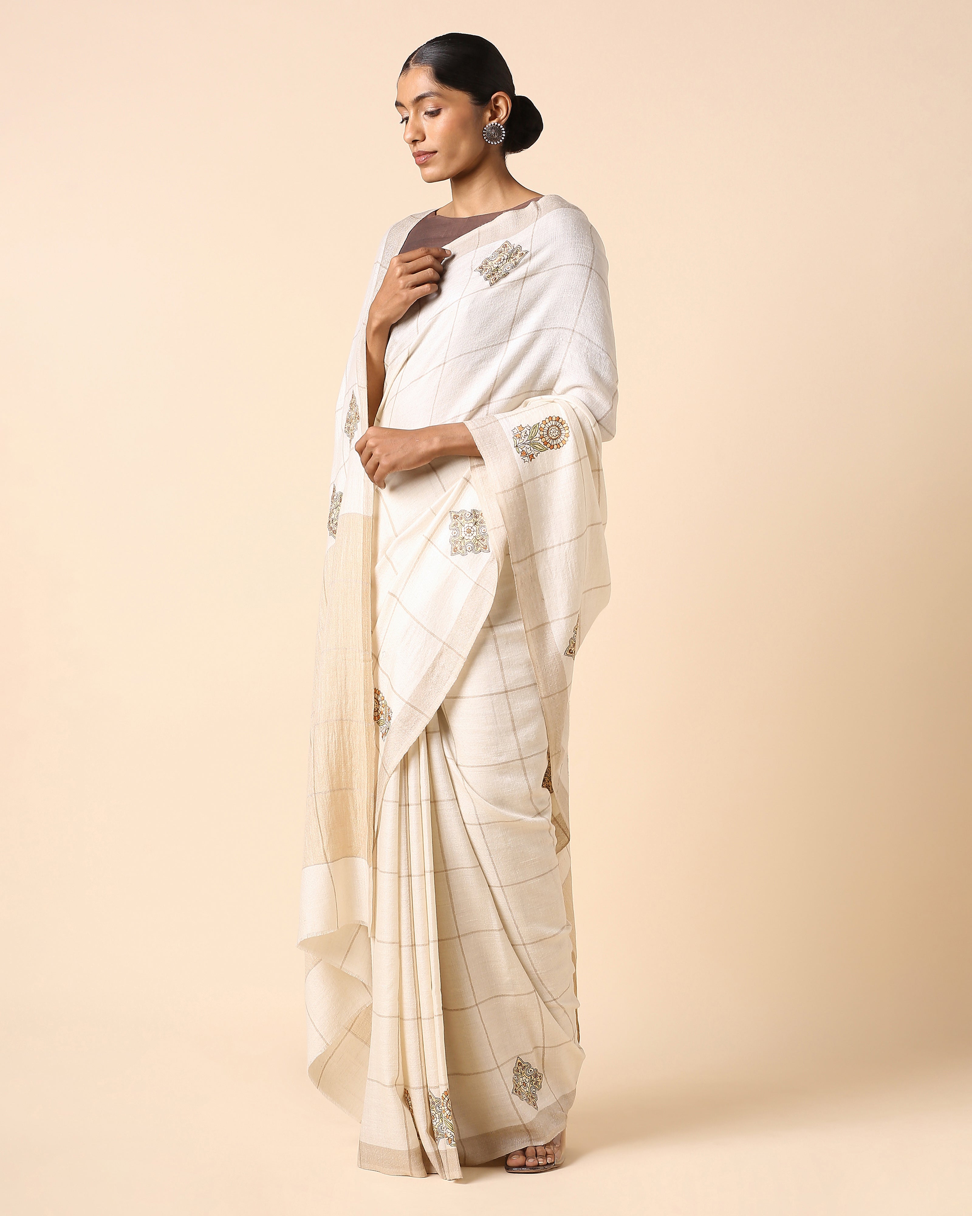 Tarika Kashmir Sozni Embroidery Pashmina Saree
