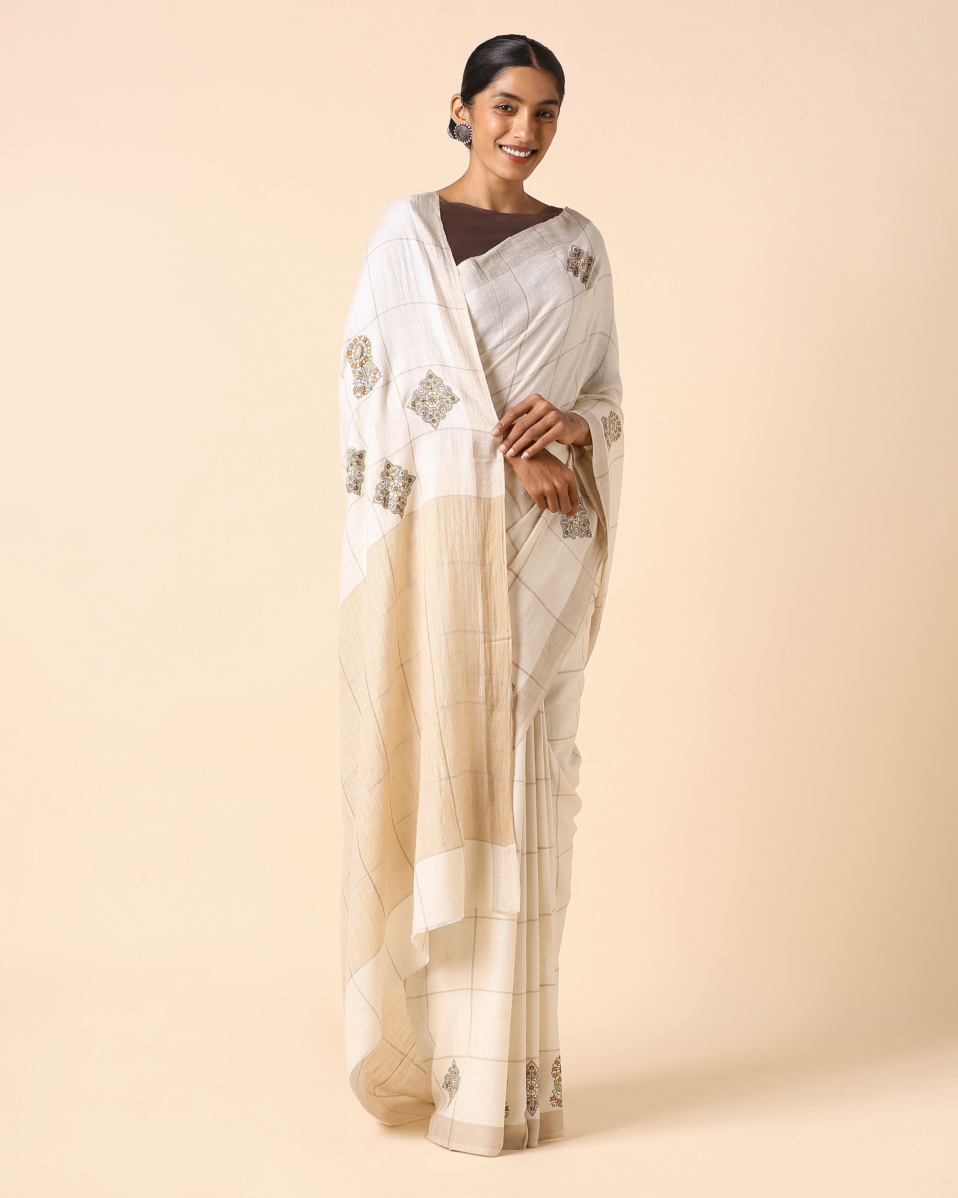 Tarika Kashmir Sozni Embroidery Pashmina Saree