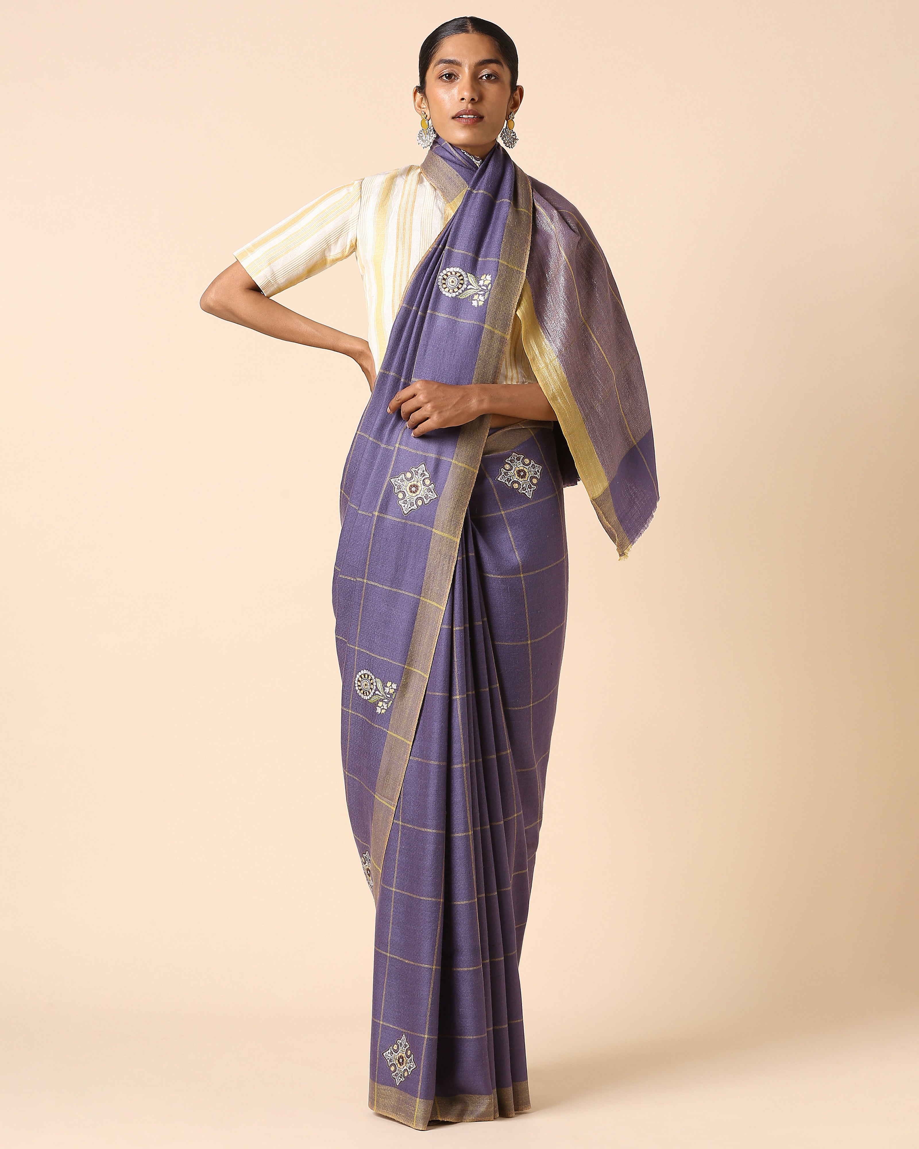 Tarika Kashmir Sozni Embroidery Pashmina Saree
