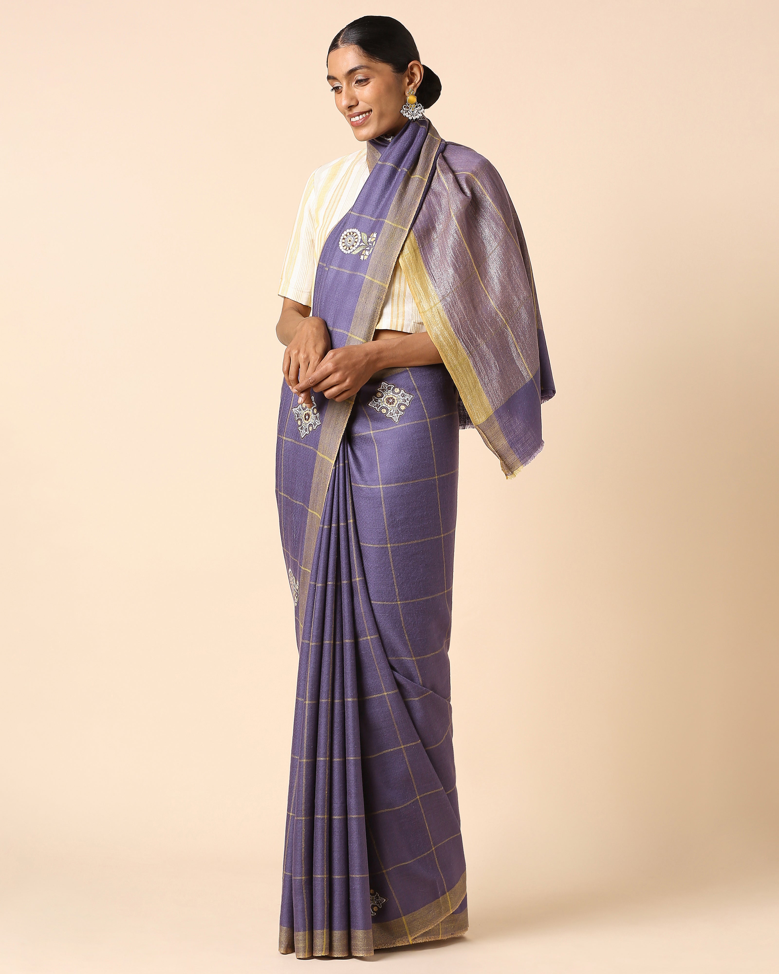 Tarika Kashmir Sozni Embroidery Pashmina Saree