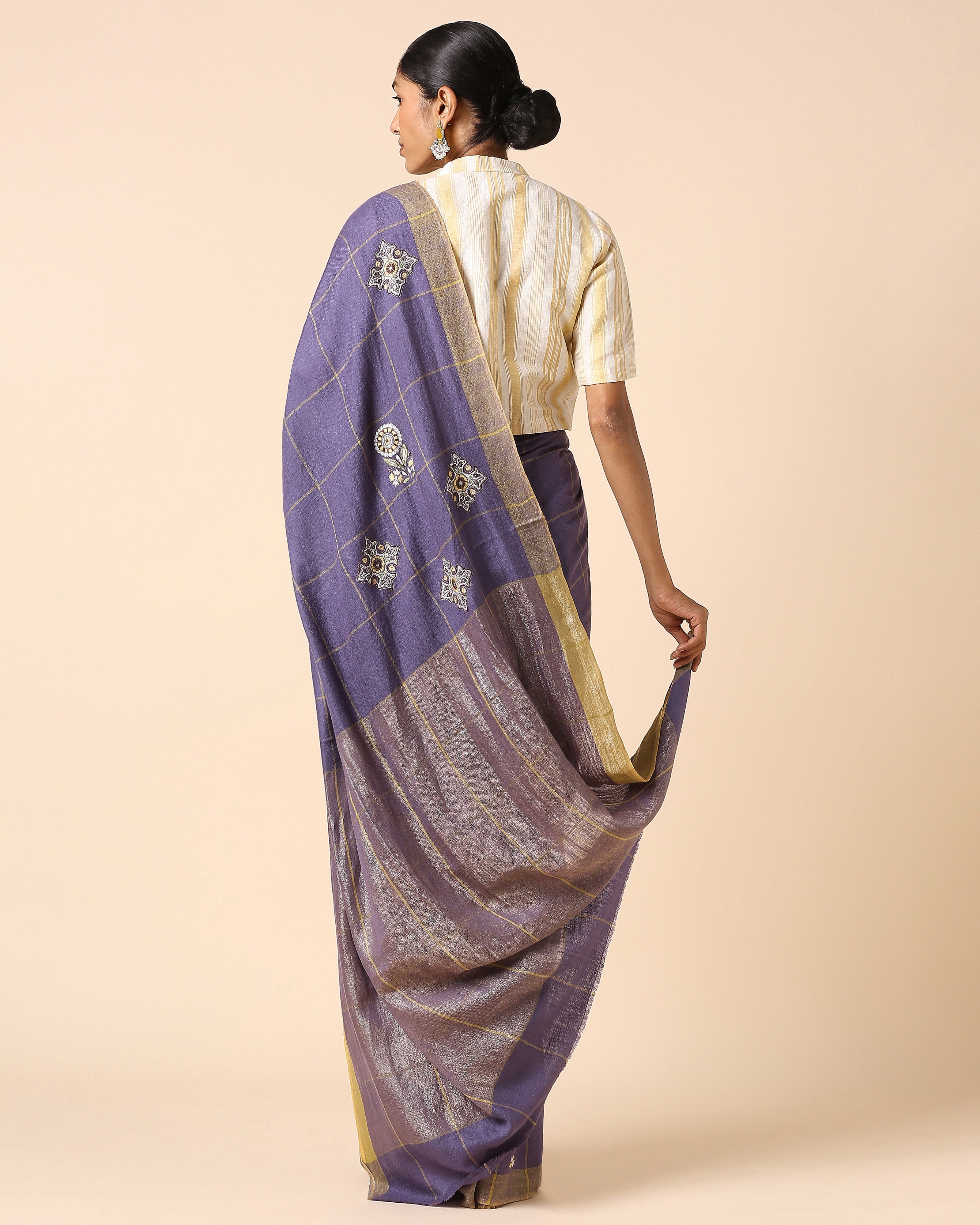 Tarika Kashmir Sozni Embroidery Pashmina Saree