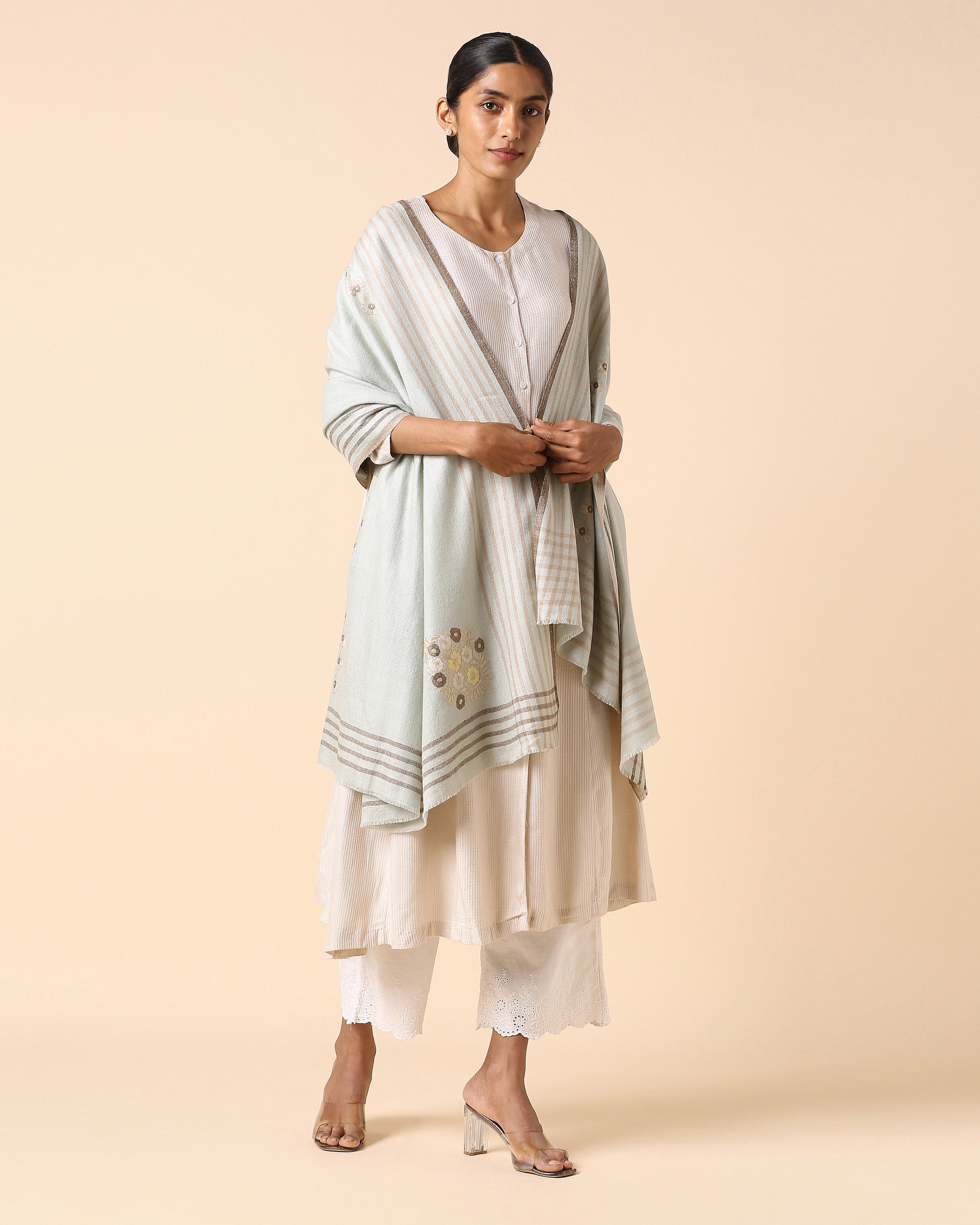 Wahida Kashmir Sozni Embroidery Pashmina Shawl