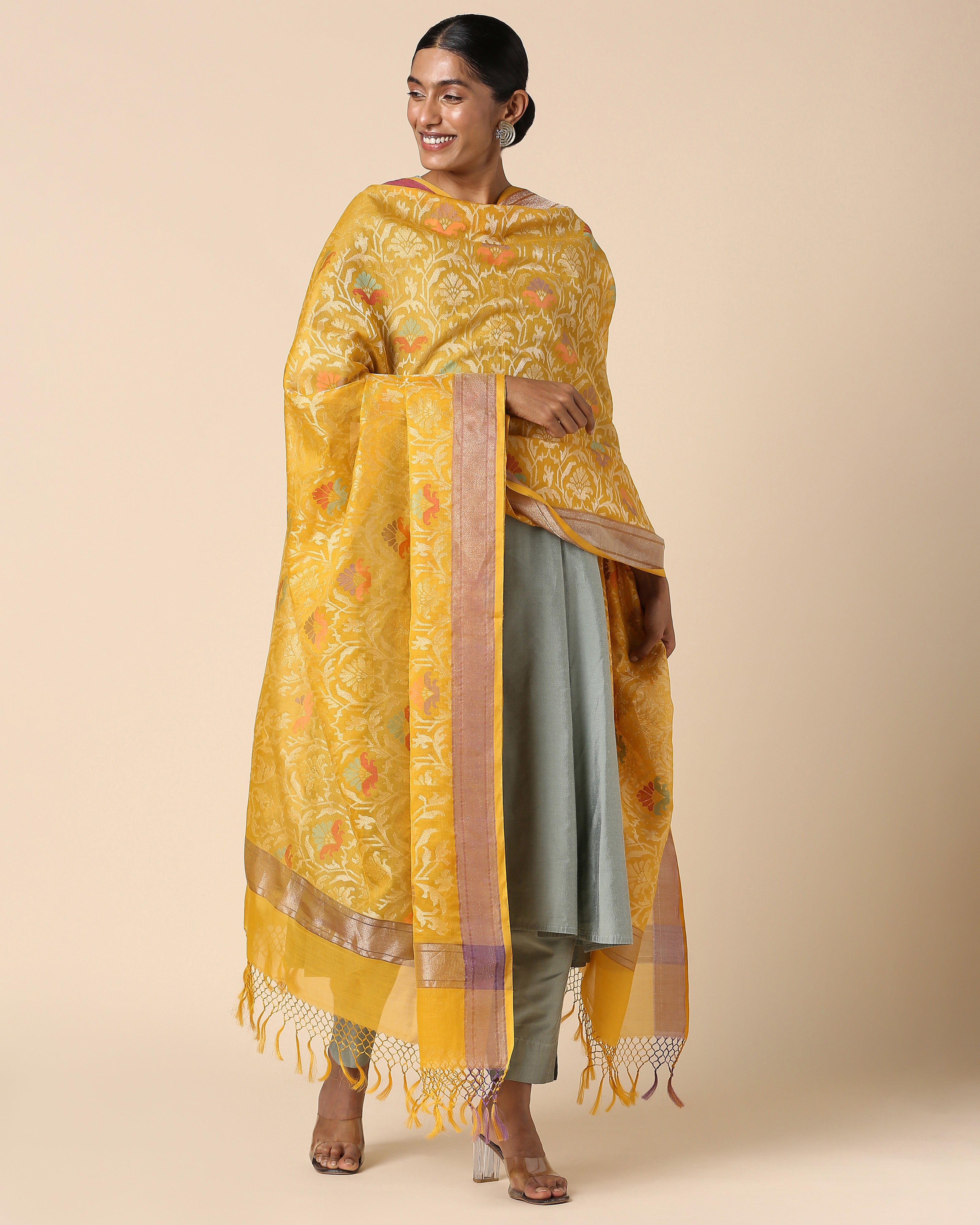 Laksh Banarasi Jamdani Silk Cotton Dupatta