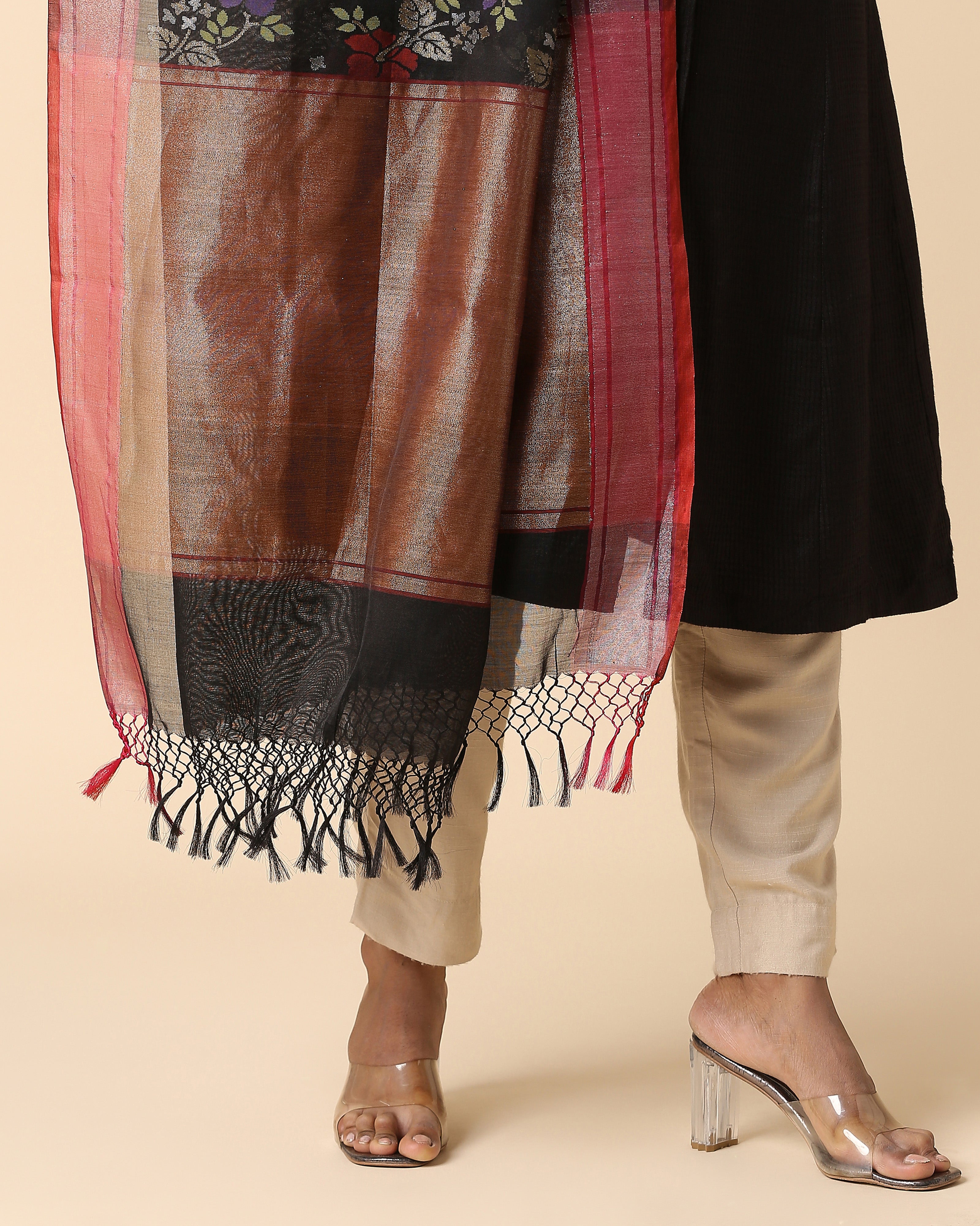 Sindhura Banarasi Jamdani Silk Cotton Dupatta