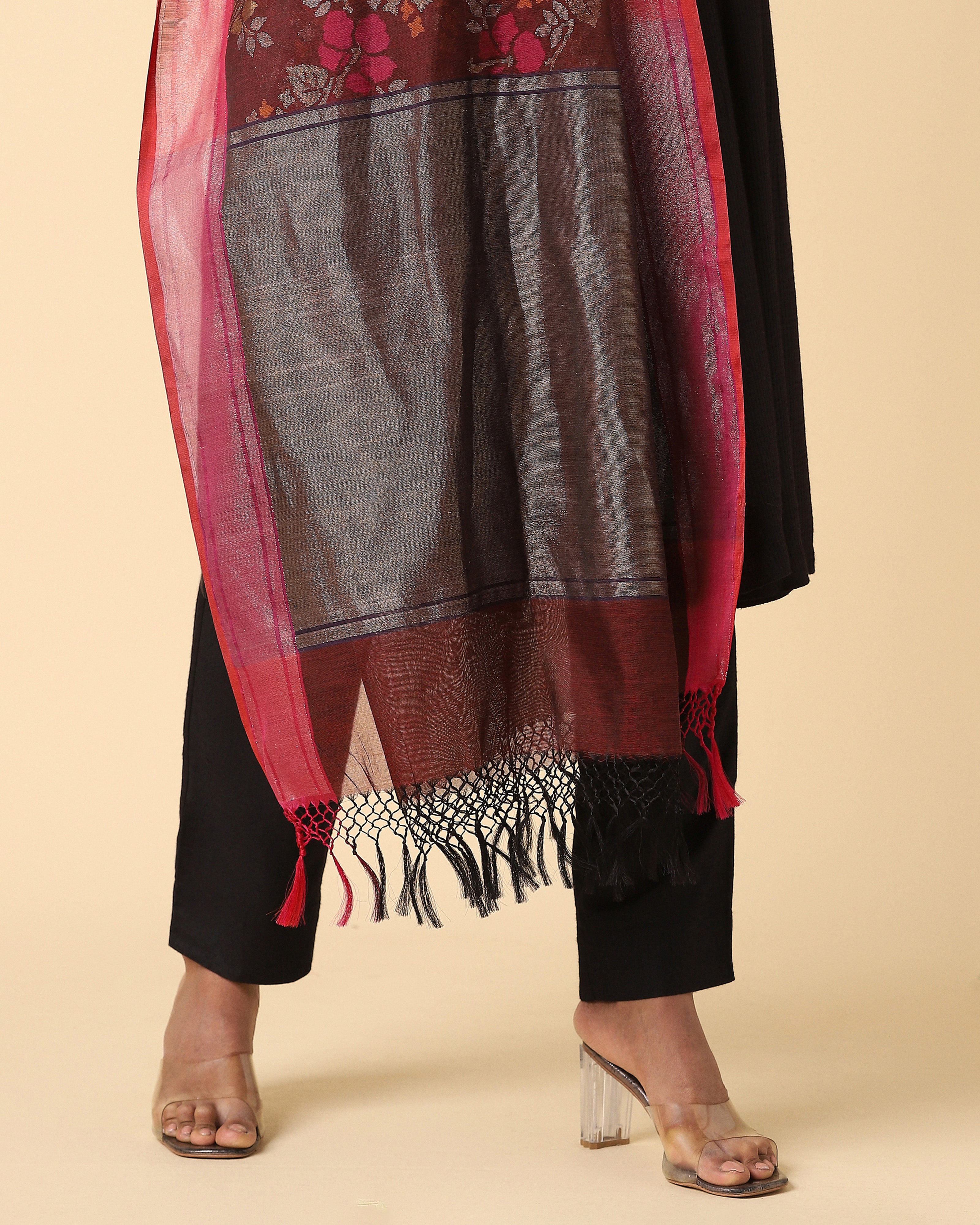 Sindhura Banarasi Jamdani Silk Cotton Dupatta