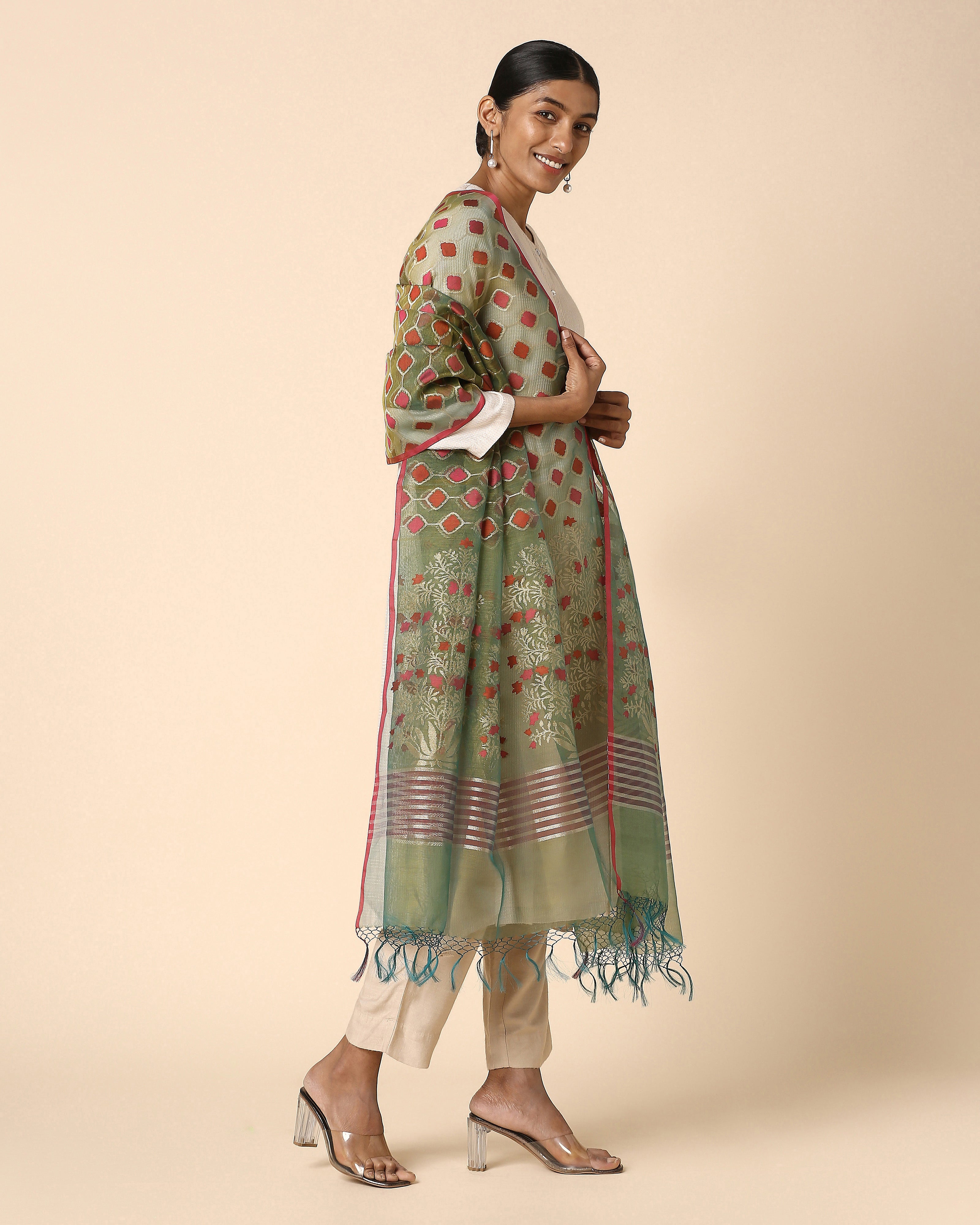 Purala Banarasi Jamdani Silk Cotton Dupatta