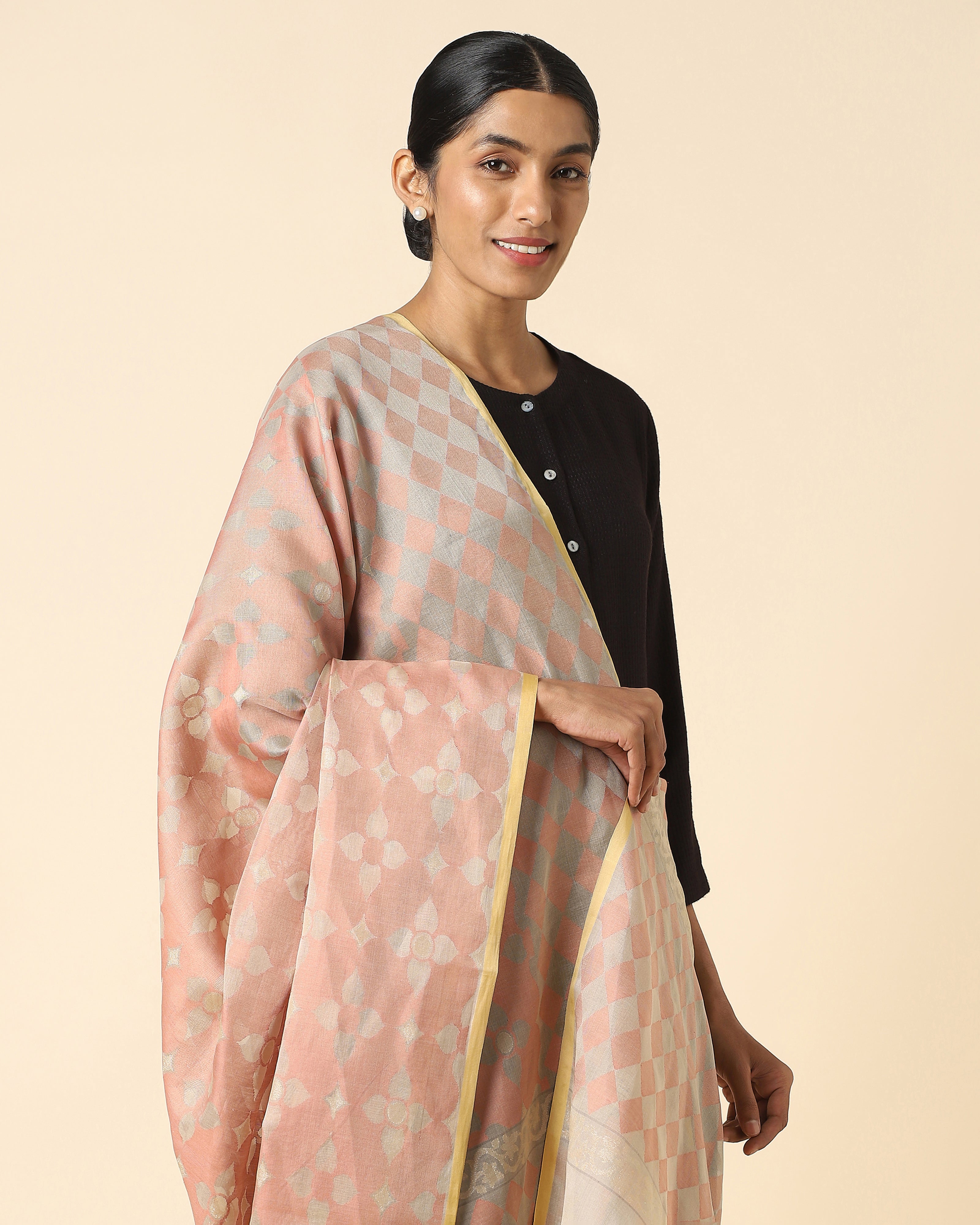 Virama Banarasi Jamdani Silk Cotton Dupatta