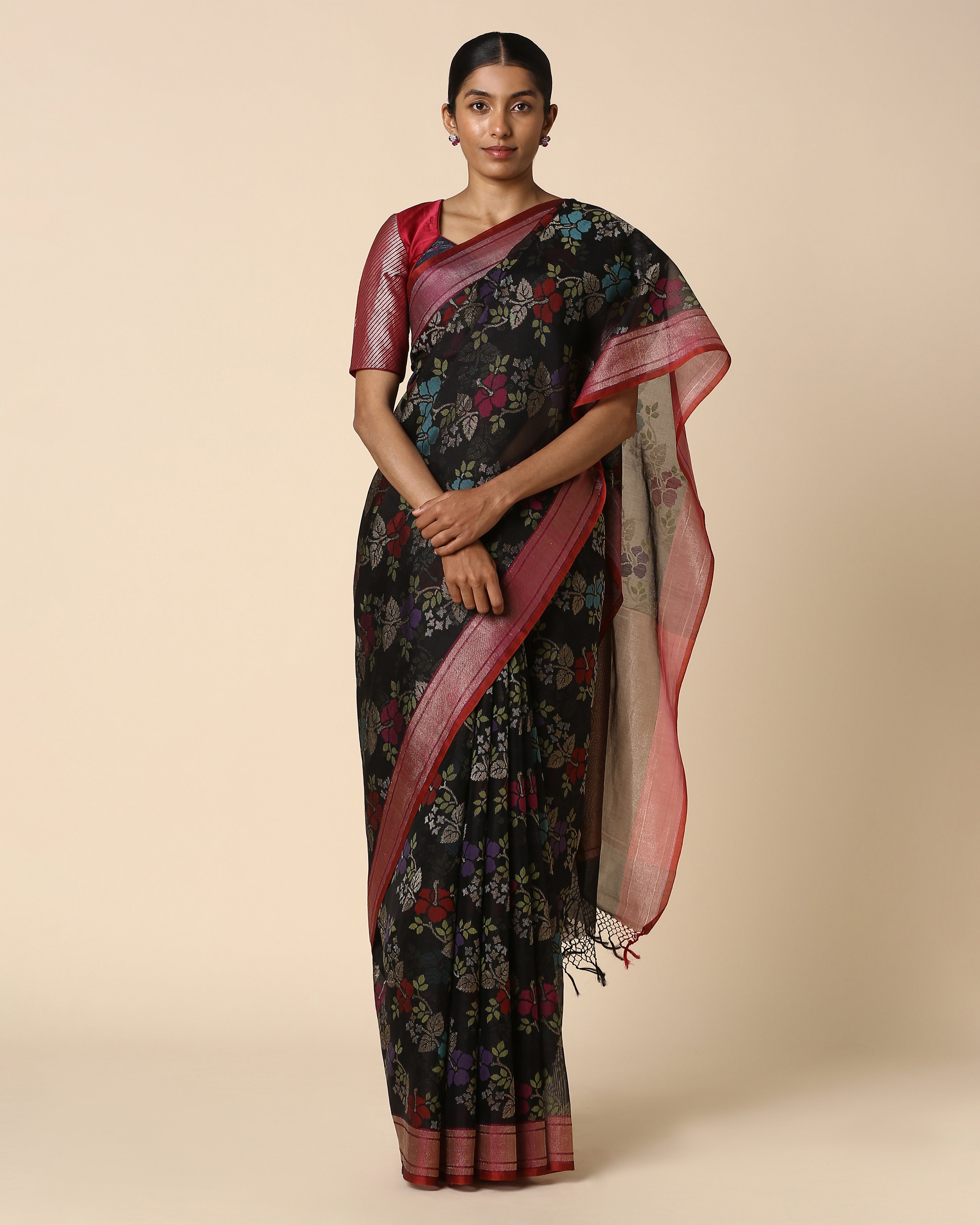 Sindhura Banarasi Jamdani Silk Cotton Saree