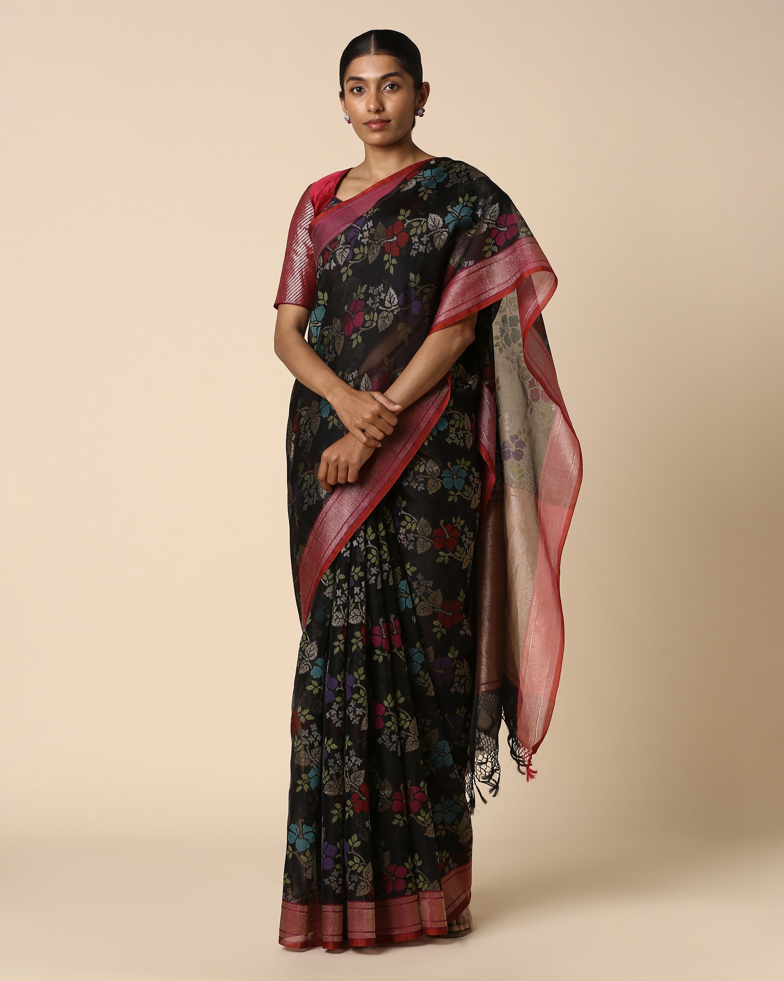 Sindhura Banarasi Jamdani Silk Cotton Saree