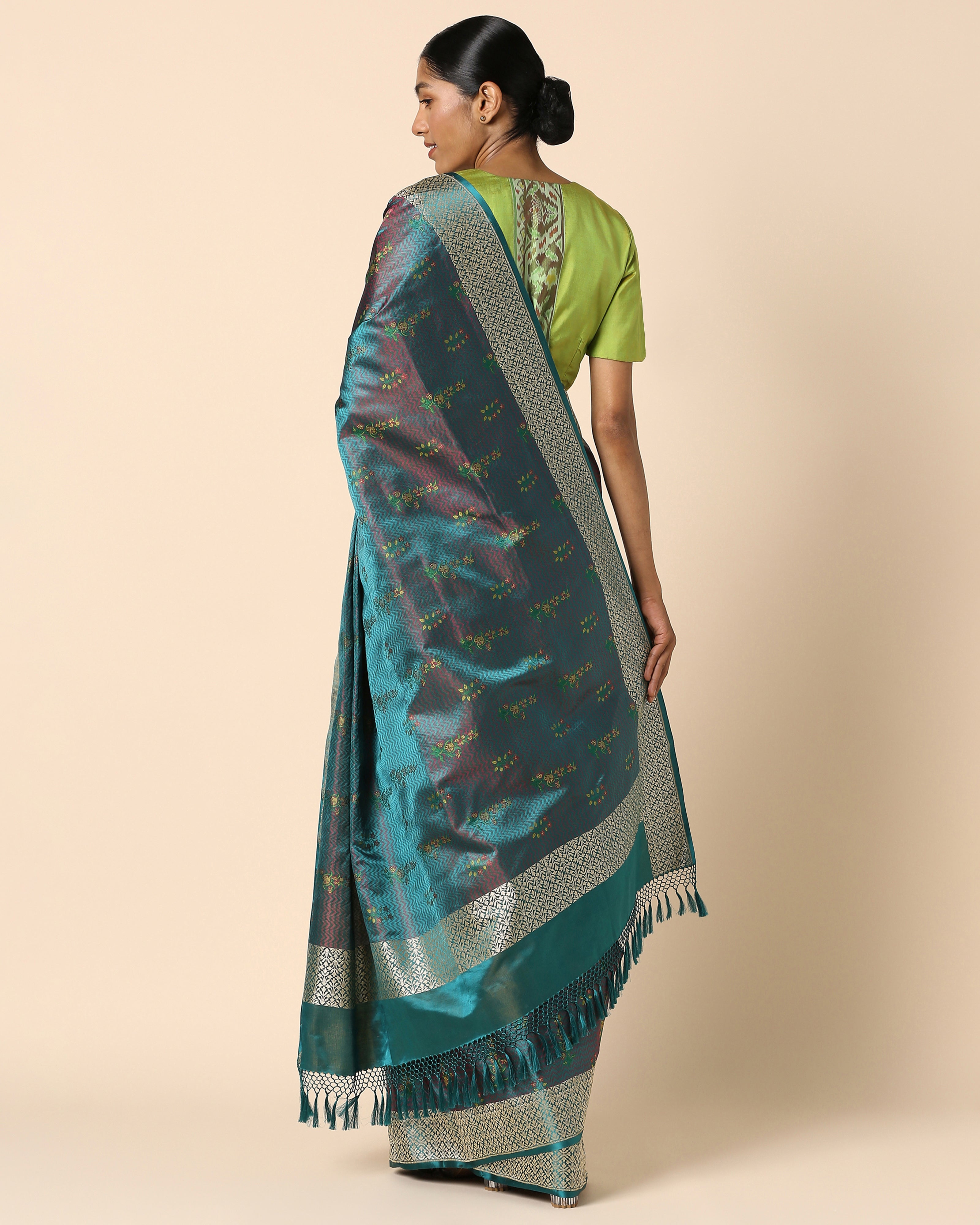 Santati Banarasi Tanchoi And Kadwa Silk Saree