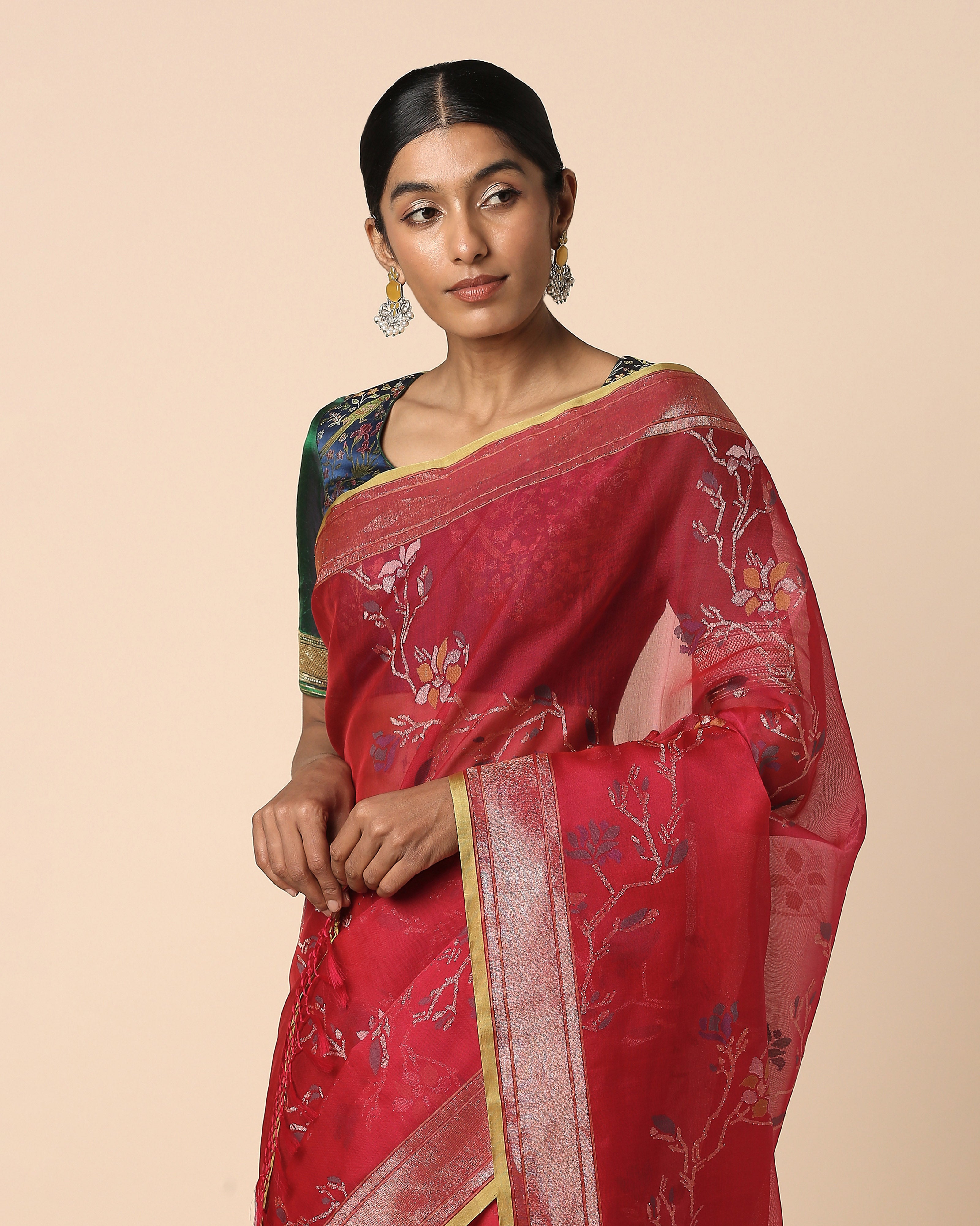 Yali Banarasi Jamdani Silk Cotton Saree