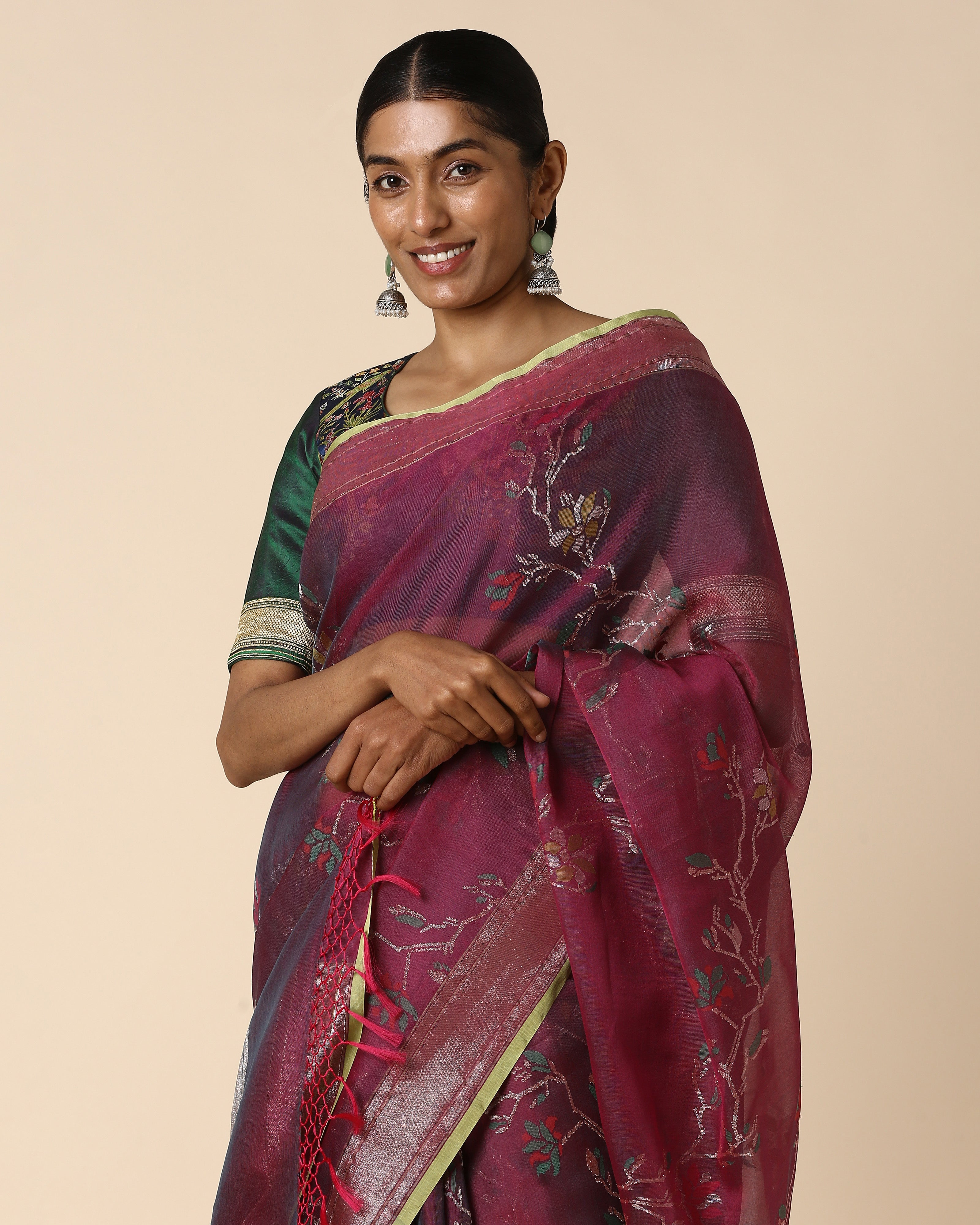Yali Banarasi Jamdani Silk Cotton Saree