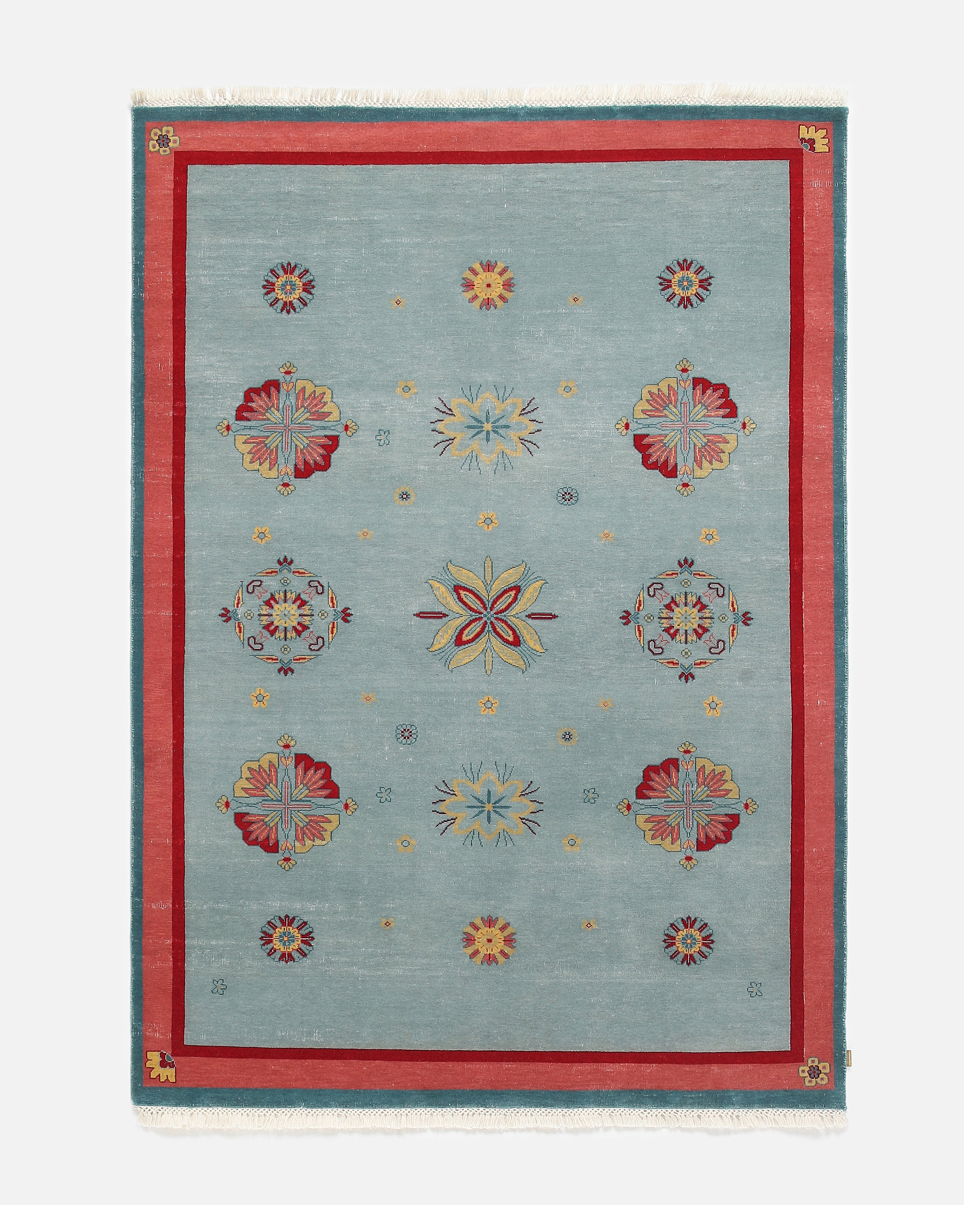 Baghiya Bhadohi Hand Knotted Cotton Wool Rug
