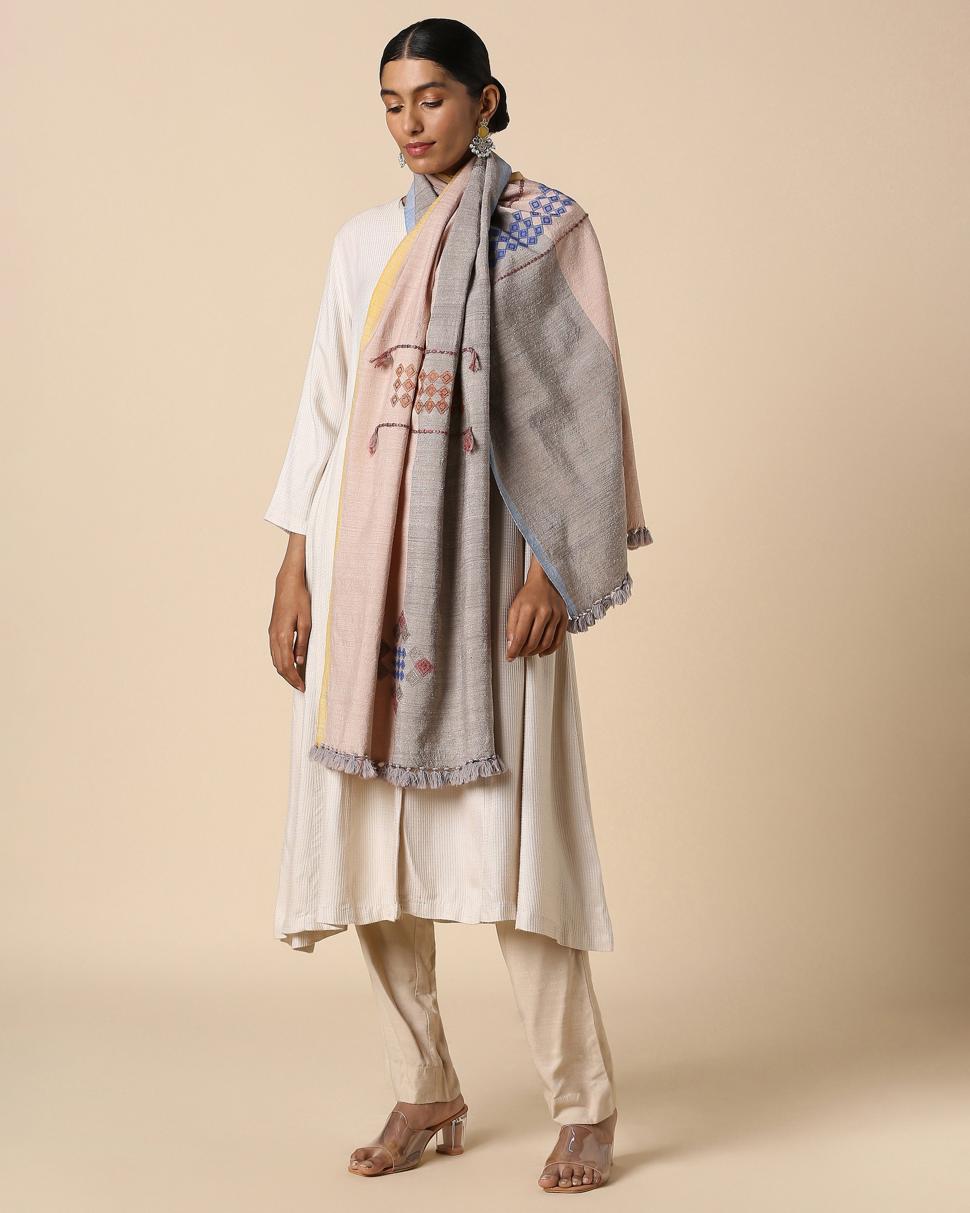 Roma Bhujodi Extra Weft Wool Silk Stole