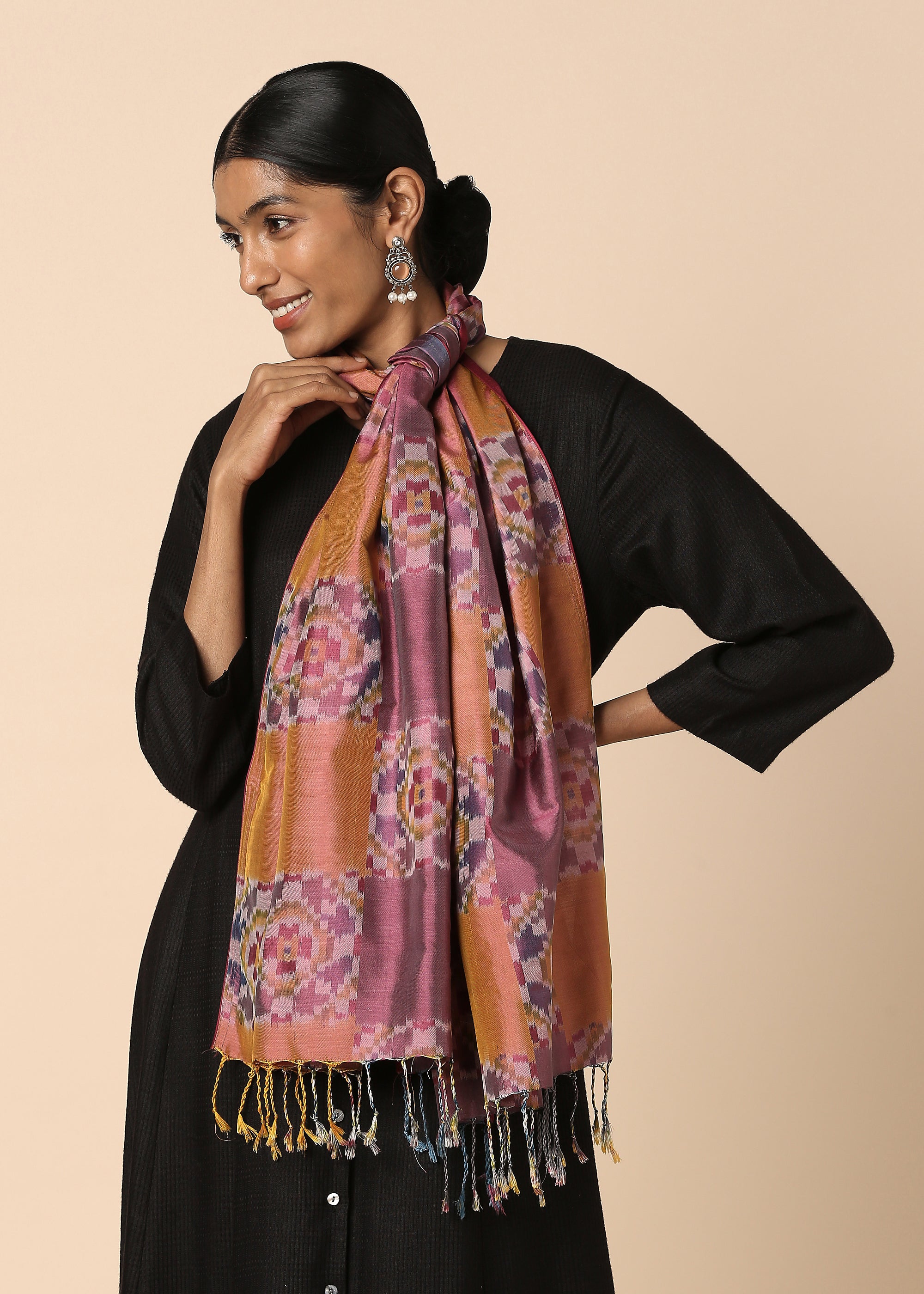Azia Pochampally Warp Ikat Silk Stole