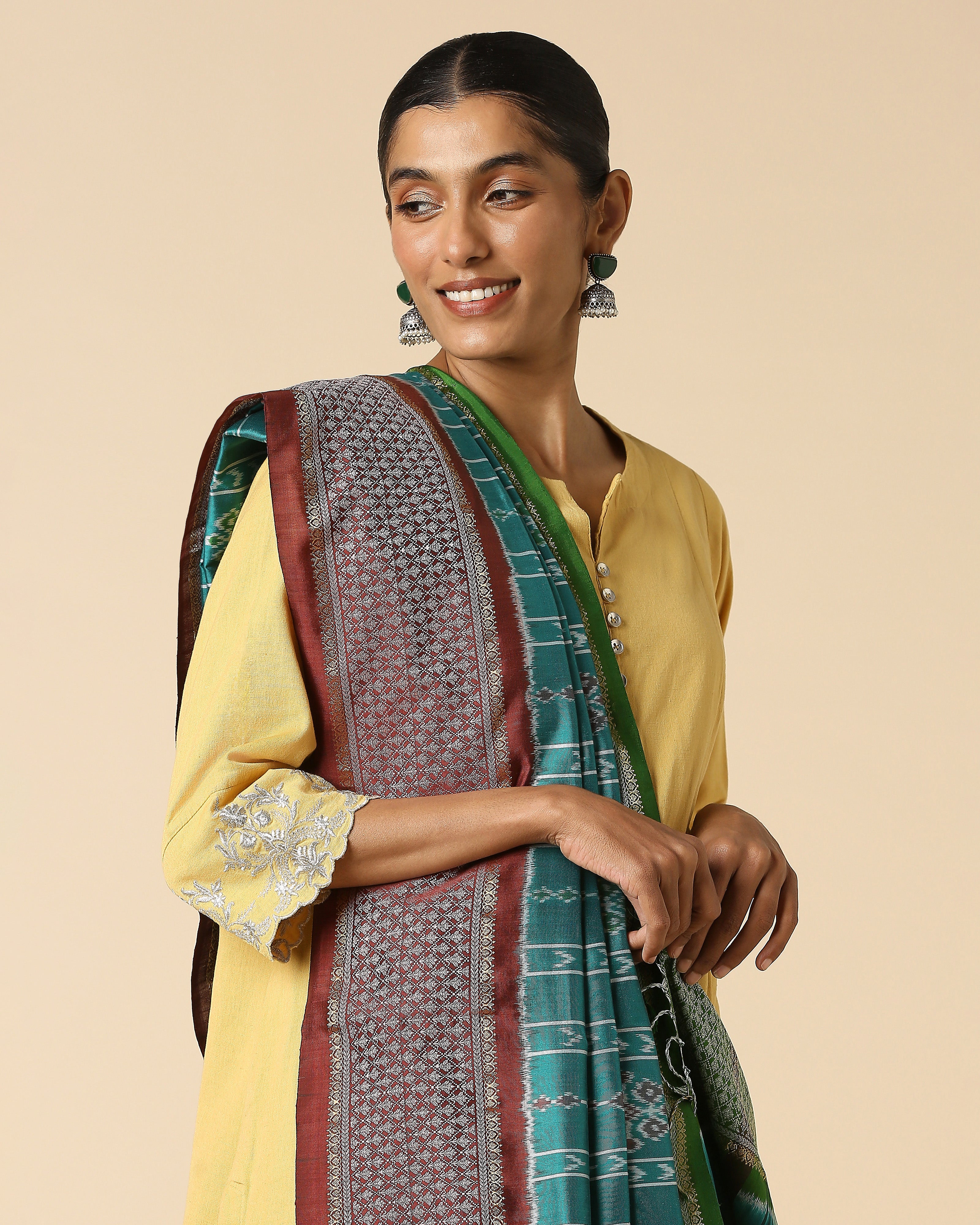 Alina Pochampally Weft Ikat Silk Dupatta