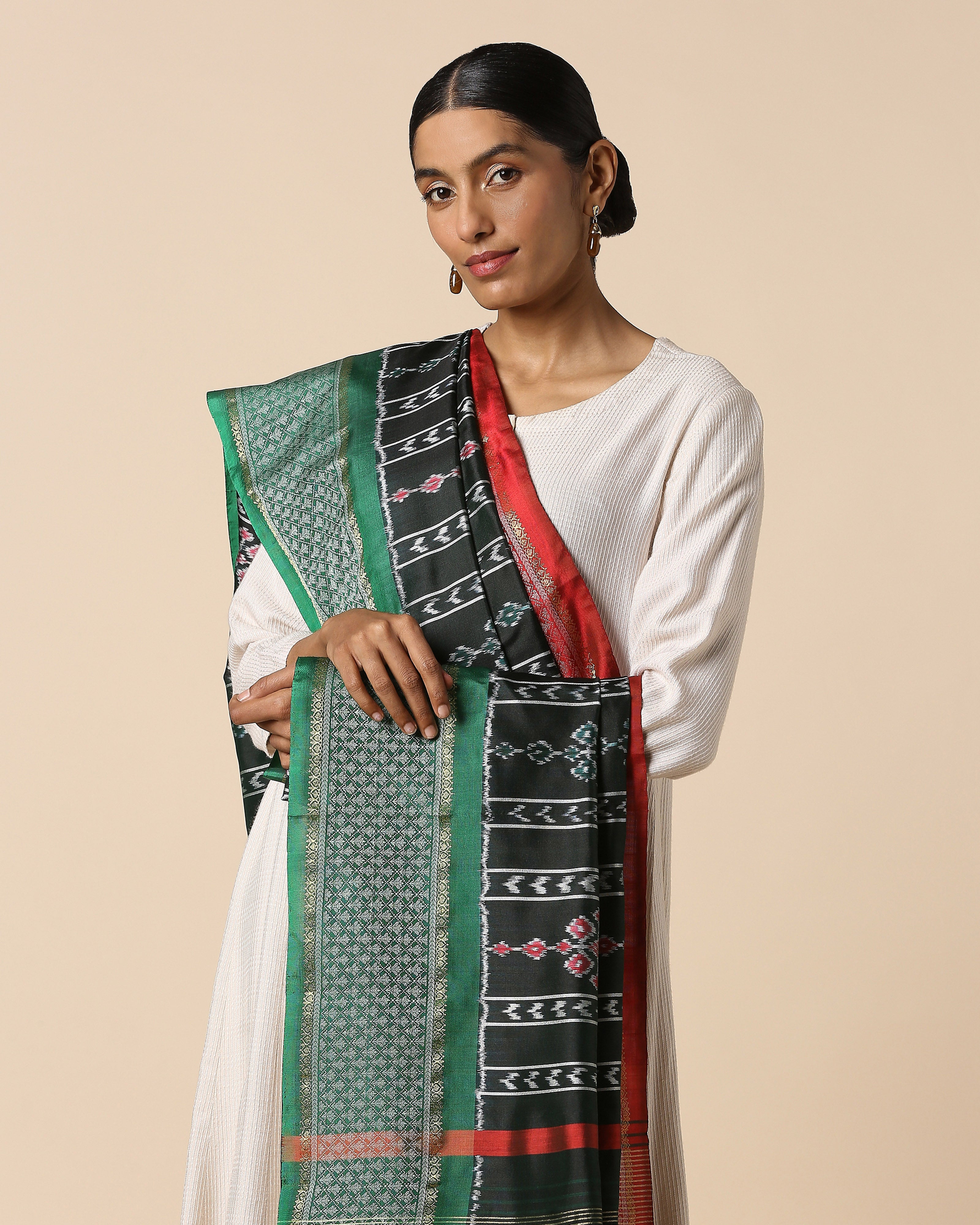 Alina Pochampally Weft Ikat Silk Dupatta