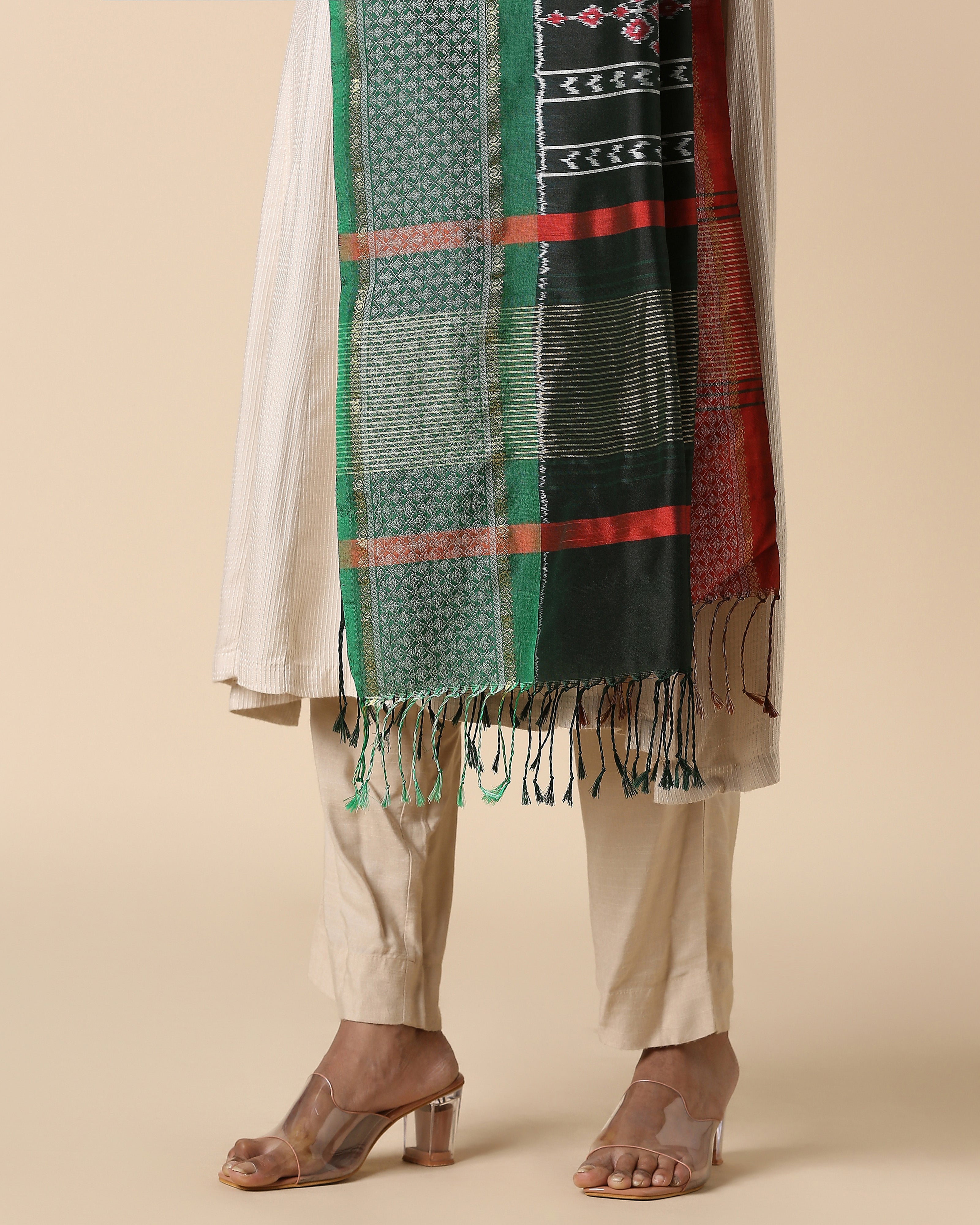 Alina Pochampally Weft Ikat Silk Dupatta