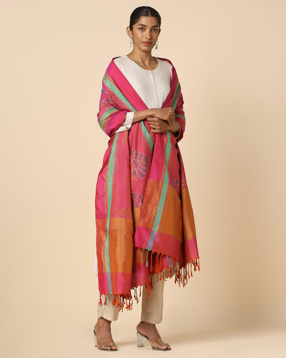 Alhan Pochampally Weft Ikat Silk Dupatta