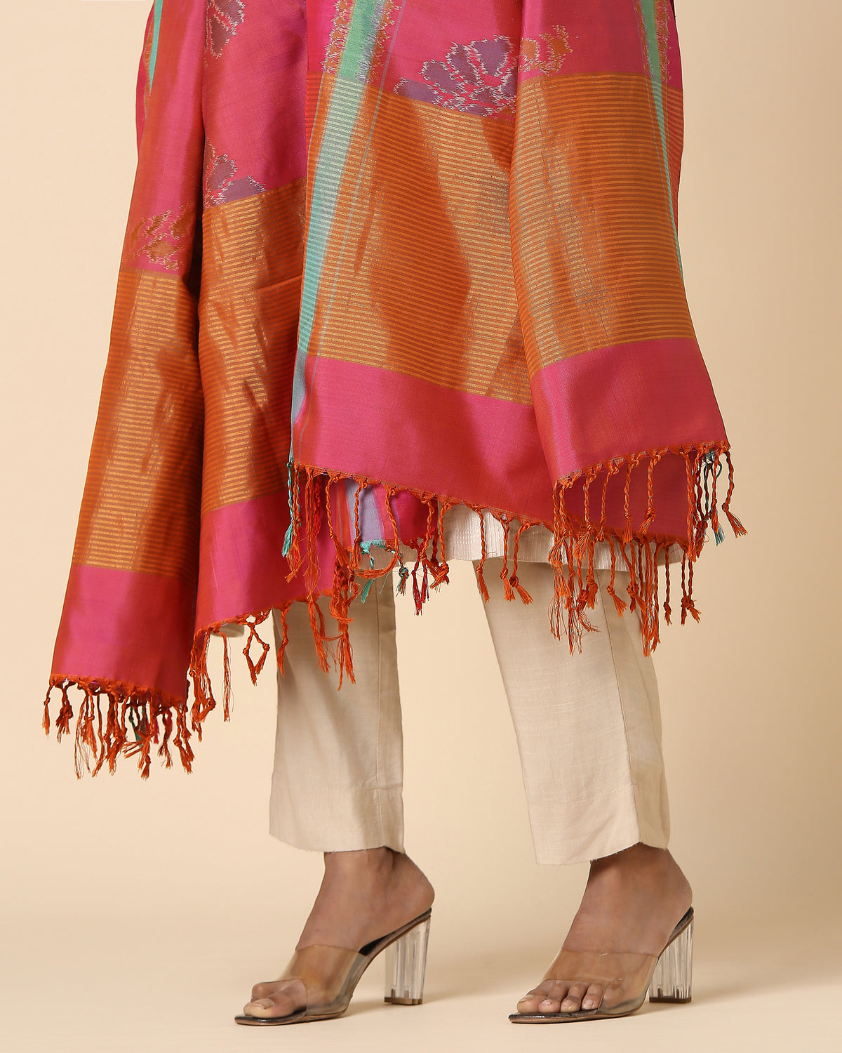 Alhan Pochampally Weft Ikat Silk Dupatta