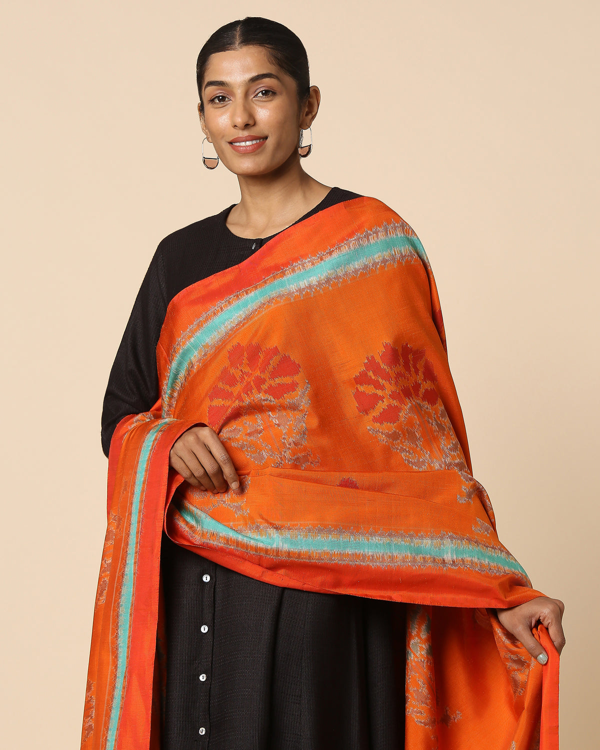Alhan Pochampally Weft Ikat Silk Dupatta