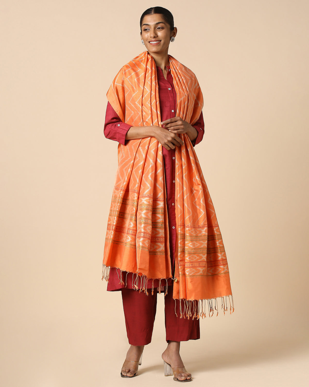 Palan Pochampally Weft Ikat Silk Dupatta