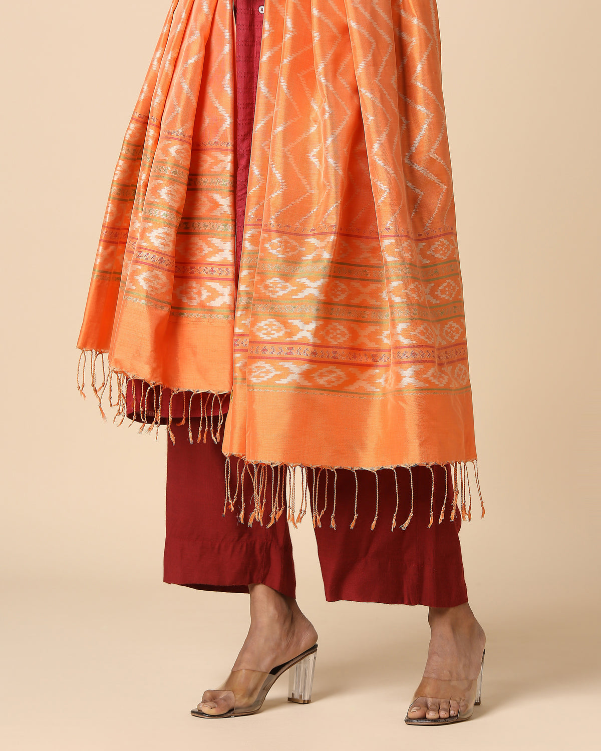 Palan Pochampally Weft Ikat Silk Dupatta