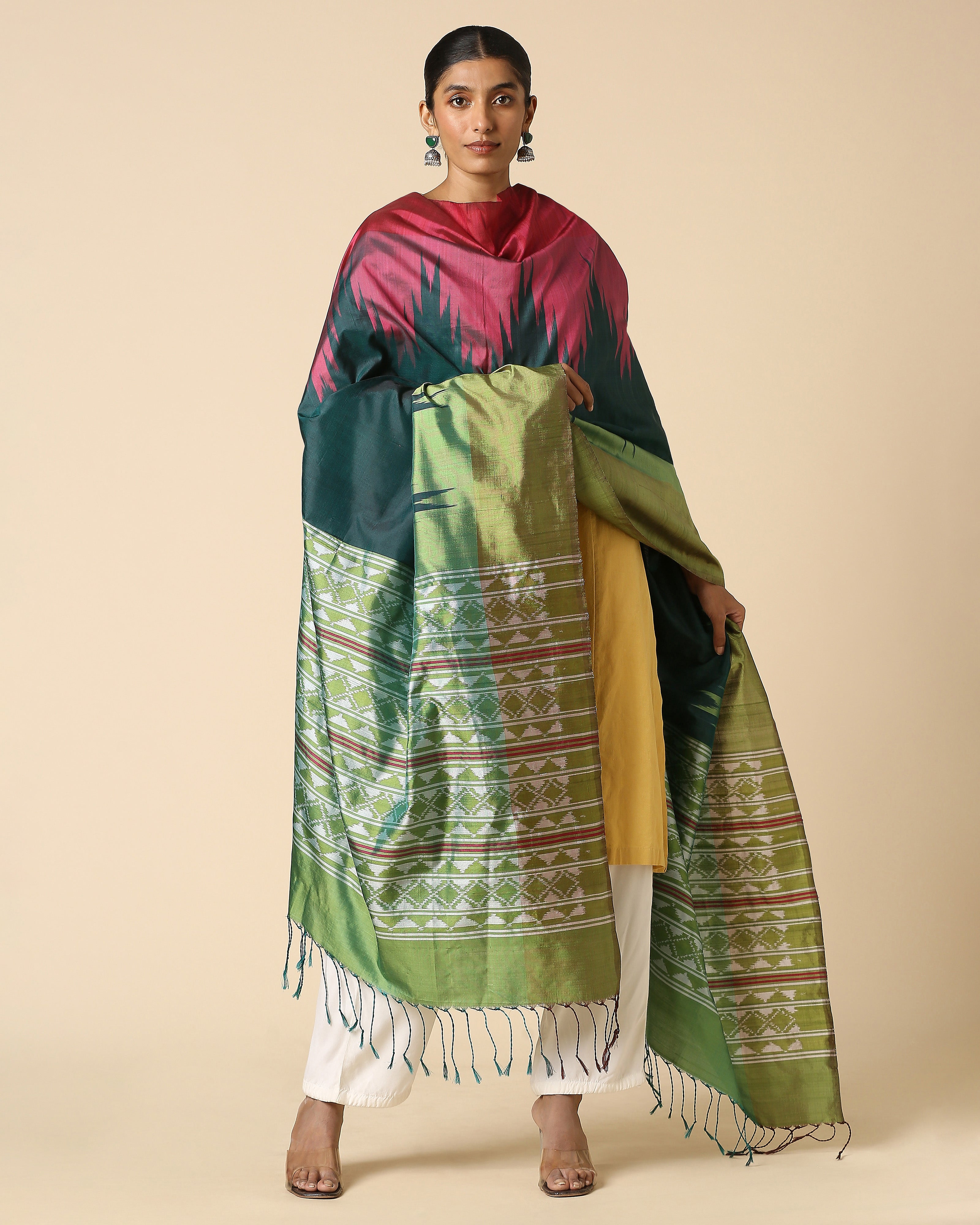 Giria Pochampally Weft Ikat Silk Dupatta