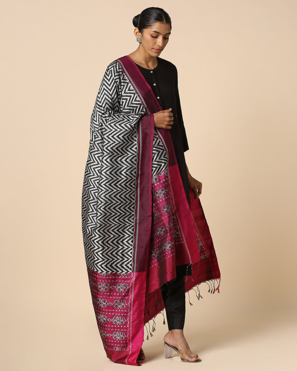 Rithika Pochampally Weft Ikat Silk Dupatta