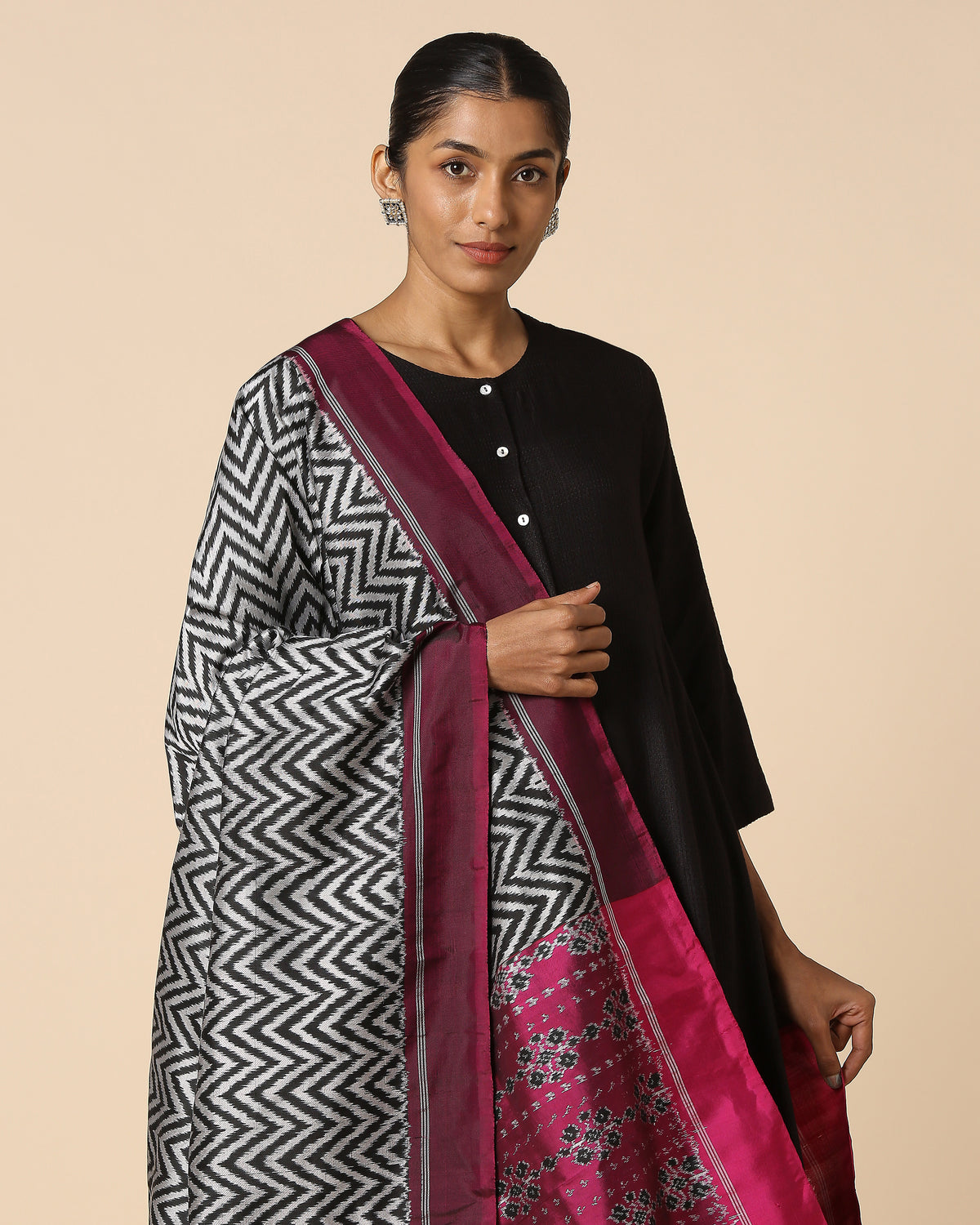 Rithika Pochampally Weft Ikat Silk Dupatta