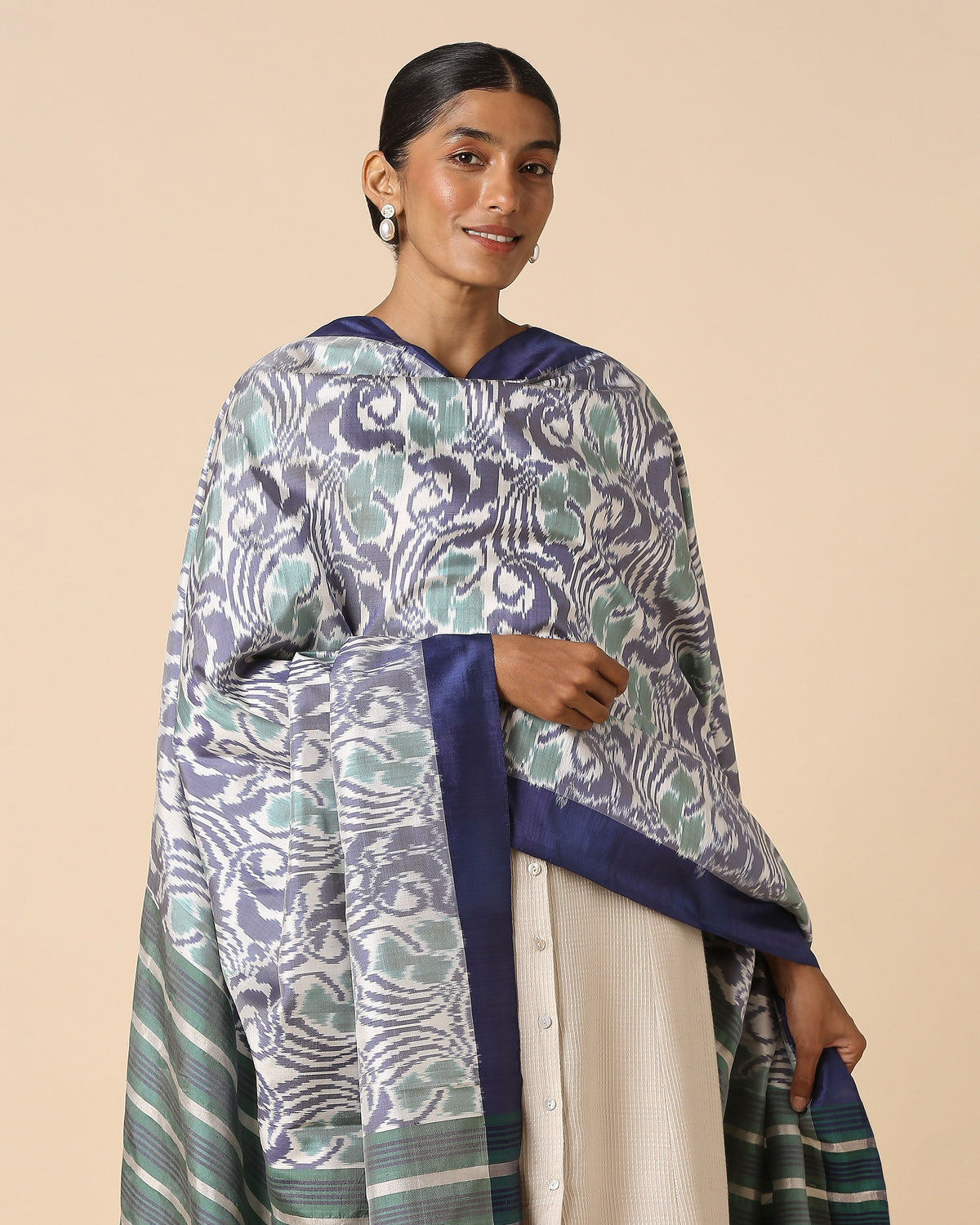 Bella Pochampally Weft Ikat Silk Dupatta