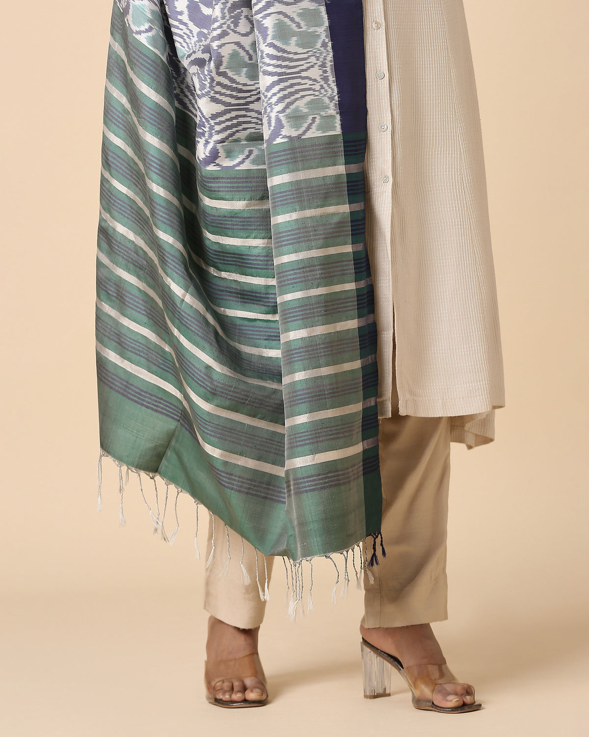 Bella Pochampally Weft Ikat Silk Dupatta