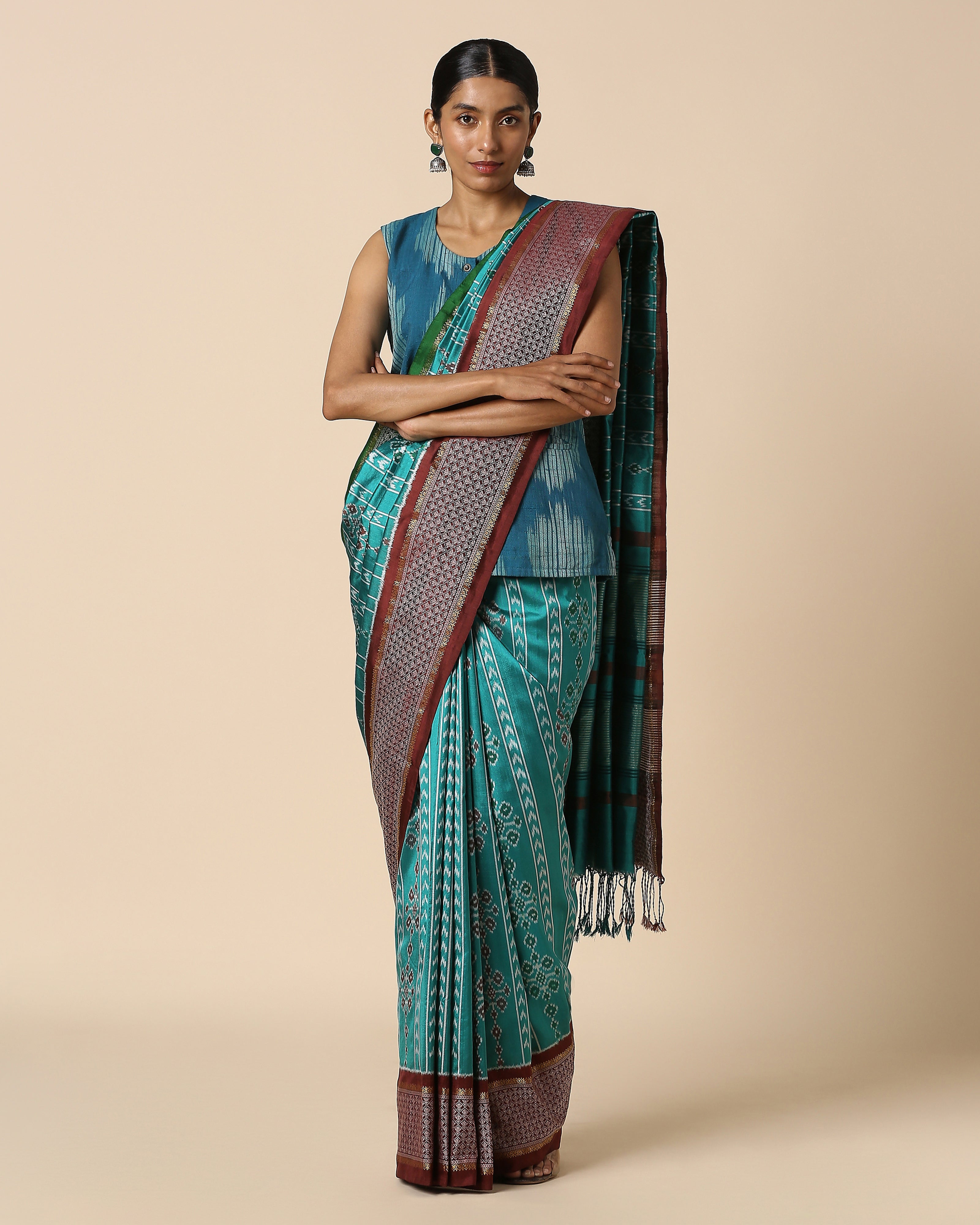 Alina Pochampally Weft Ikat Silk Saree